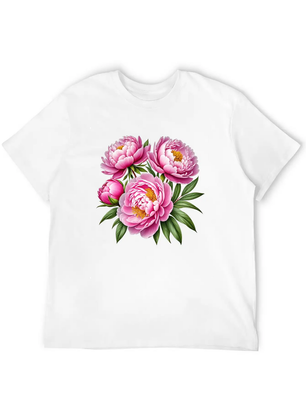Pink Peonies Essential Cotton Tee For Daily Outfits – Unisex Style