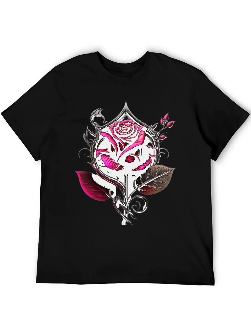 Pink Rose Breathable Graphic T-Shirt – Perfect For Casual Days