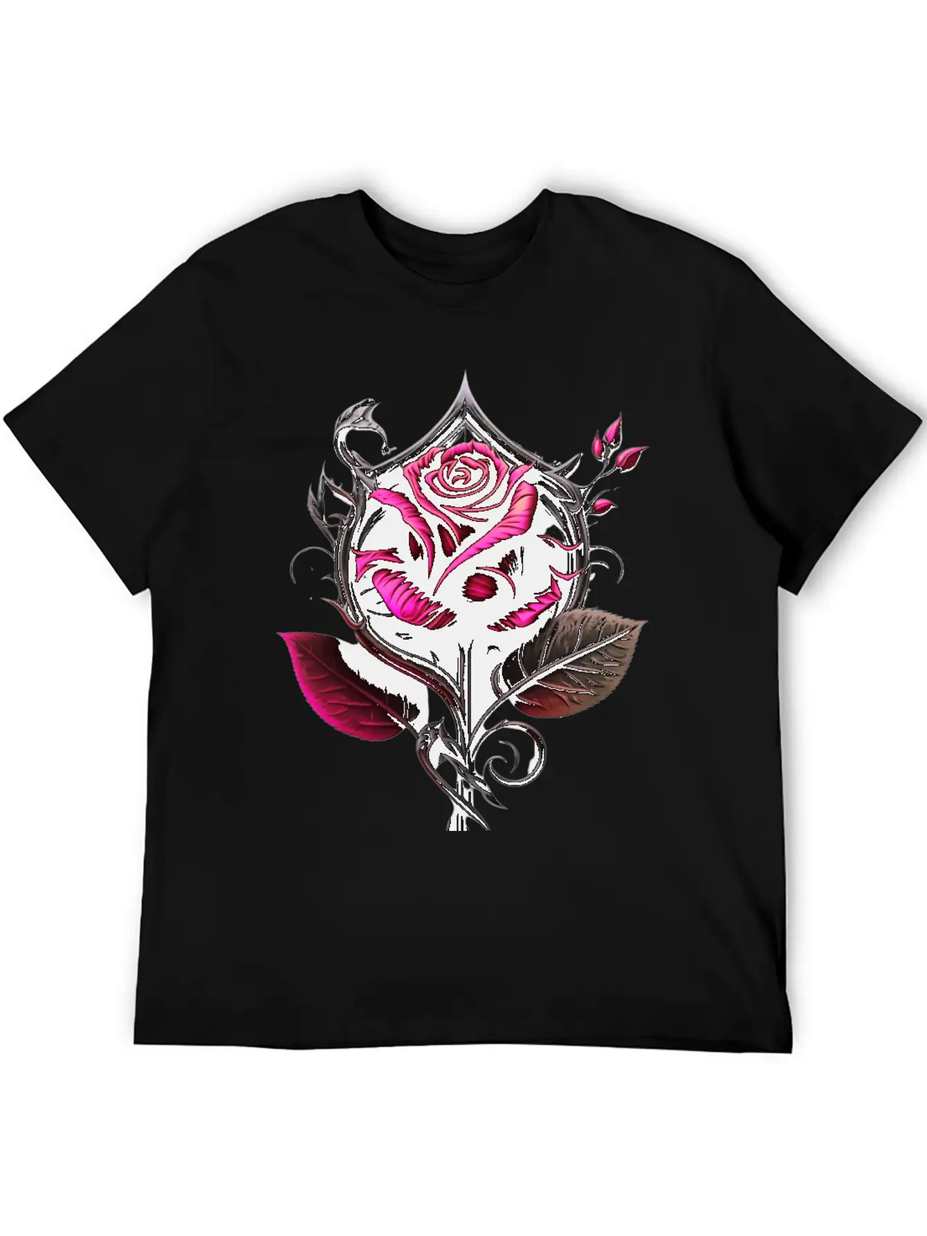 Pink Rose Breathable Graphic T-Shirt – Perfect For Casual Days