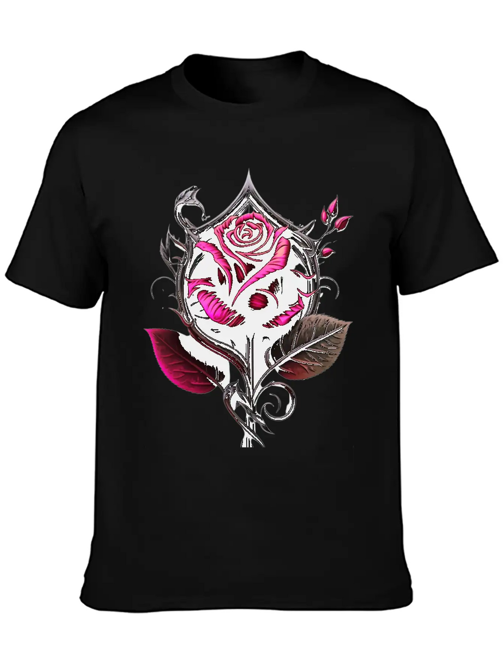 Pink Rose Breathable Graphic T-Shirt – Perfect For Casual Days