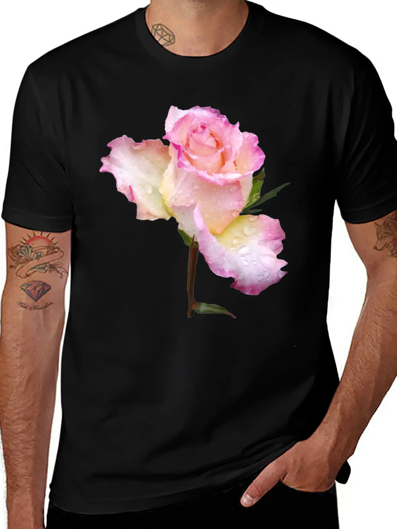 Pink Rose With First Raindrops Of The Day, Roses Unisex Casual T-Shirt – Clean Design For Daily Comfort