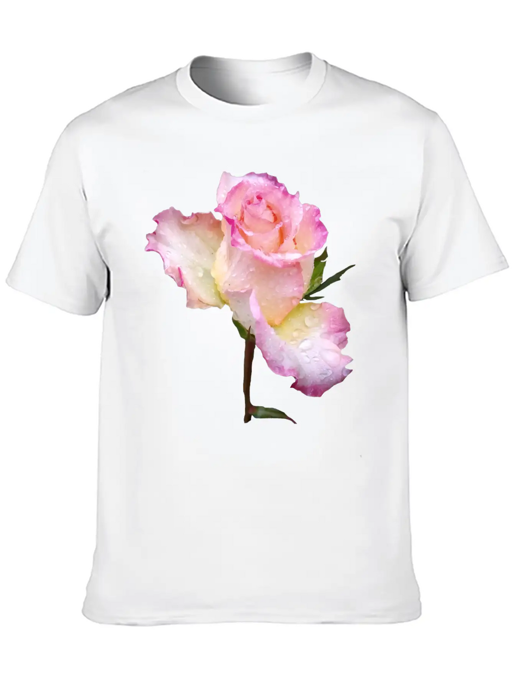 Pink Rose With First Raindrops Of The Day, Roses Unisex Casual T-Shirt – Clean Design For Daily Comfort