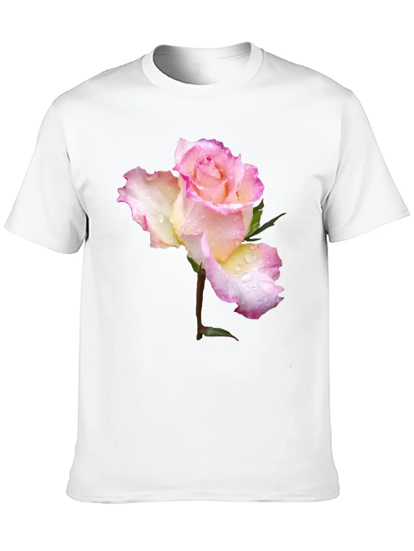Pink Rose With First Raindrops Of The Day, Roses Unisex Casual T-Shirt – Clean Design For Daily Comfort