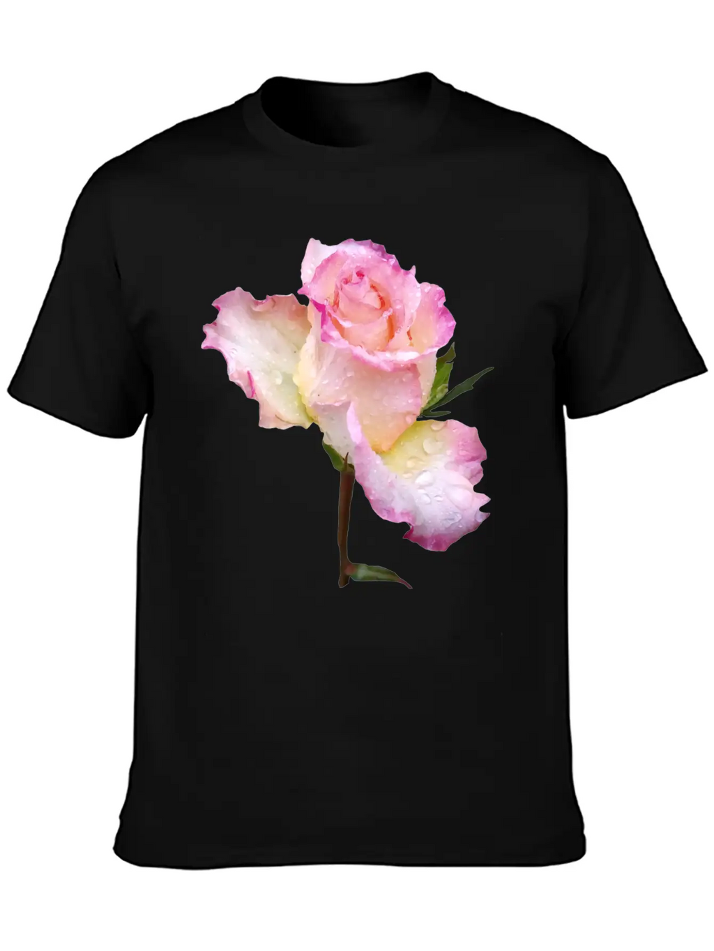 Pink Rose With First Raindrops Of The Day, Roses Unisex Casual T-Shirt – Clean Design For Daily Comfort