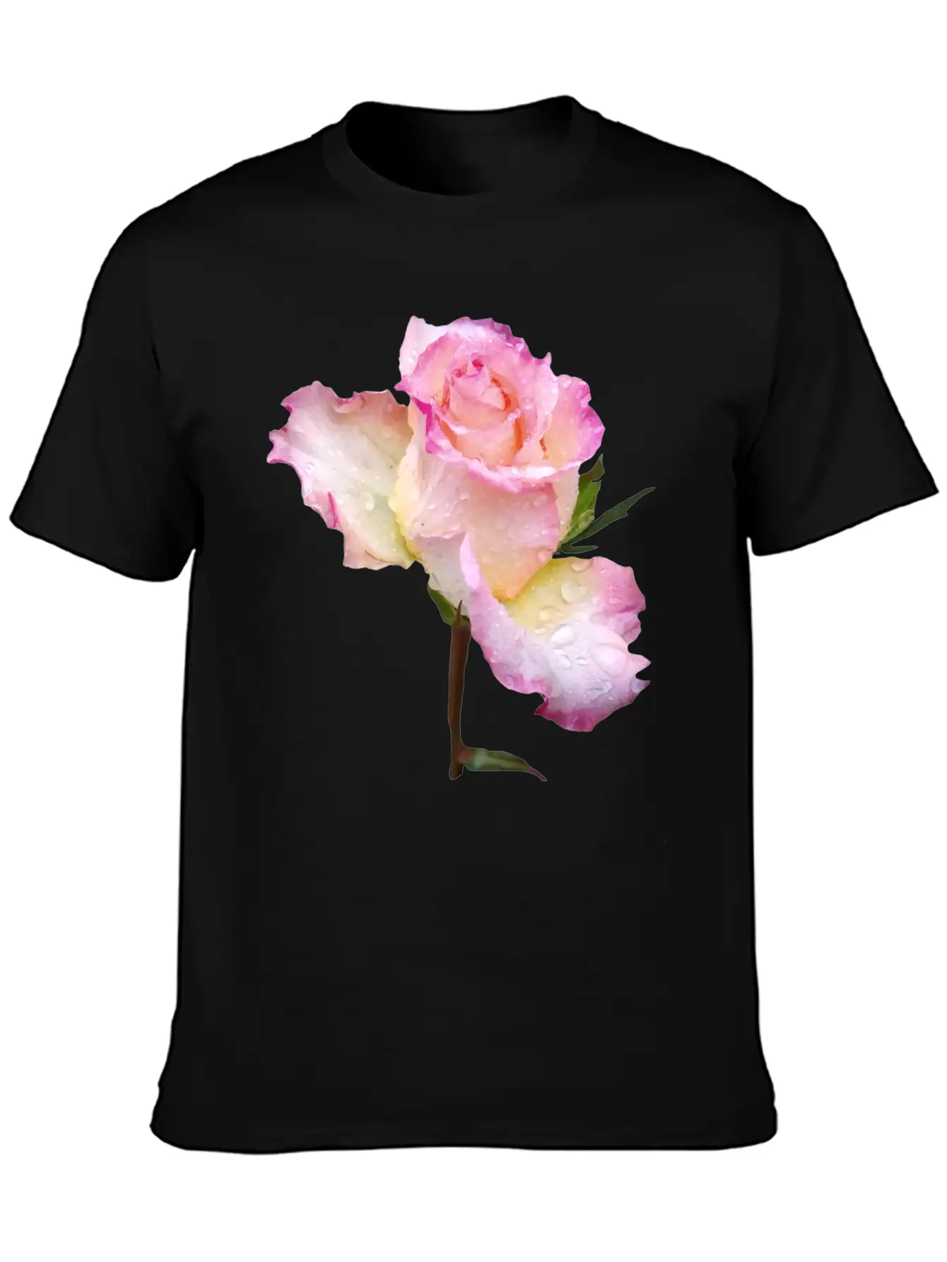 Pink Rose With First Raindrops Of The Day, Roses Unisex Casual T-Shirt – Clean Design For Daily Comfort