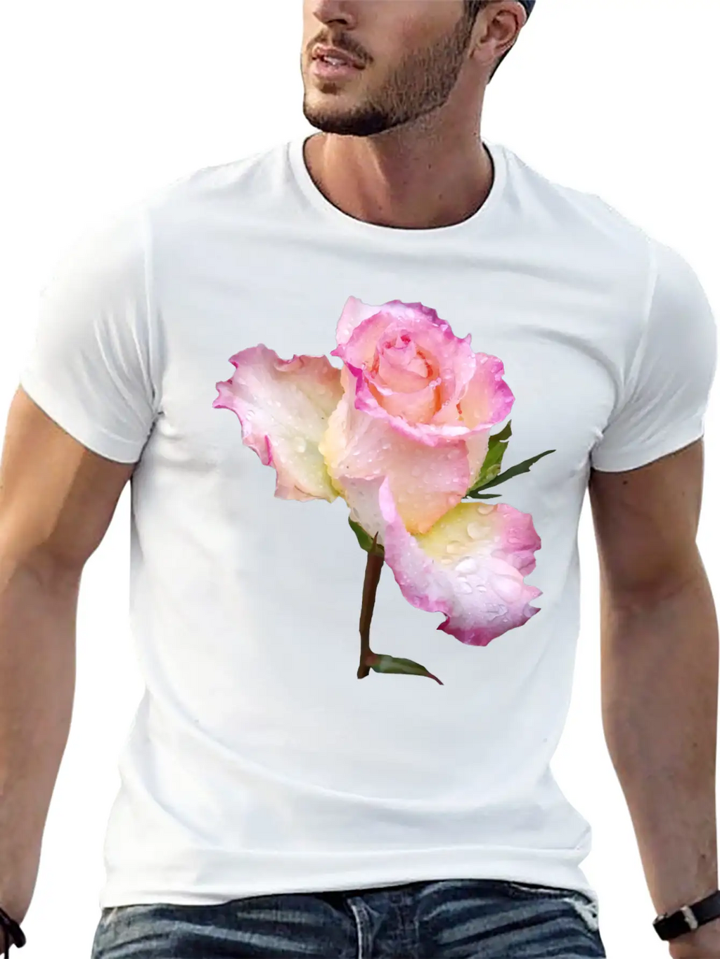 Pink Rose With First Raindrops Of The Day, Roses Unisex Casual T-Shirt – Clean Design For Daily Comfort