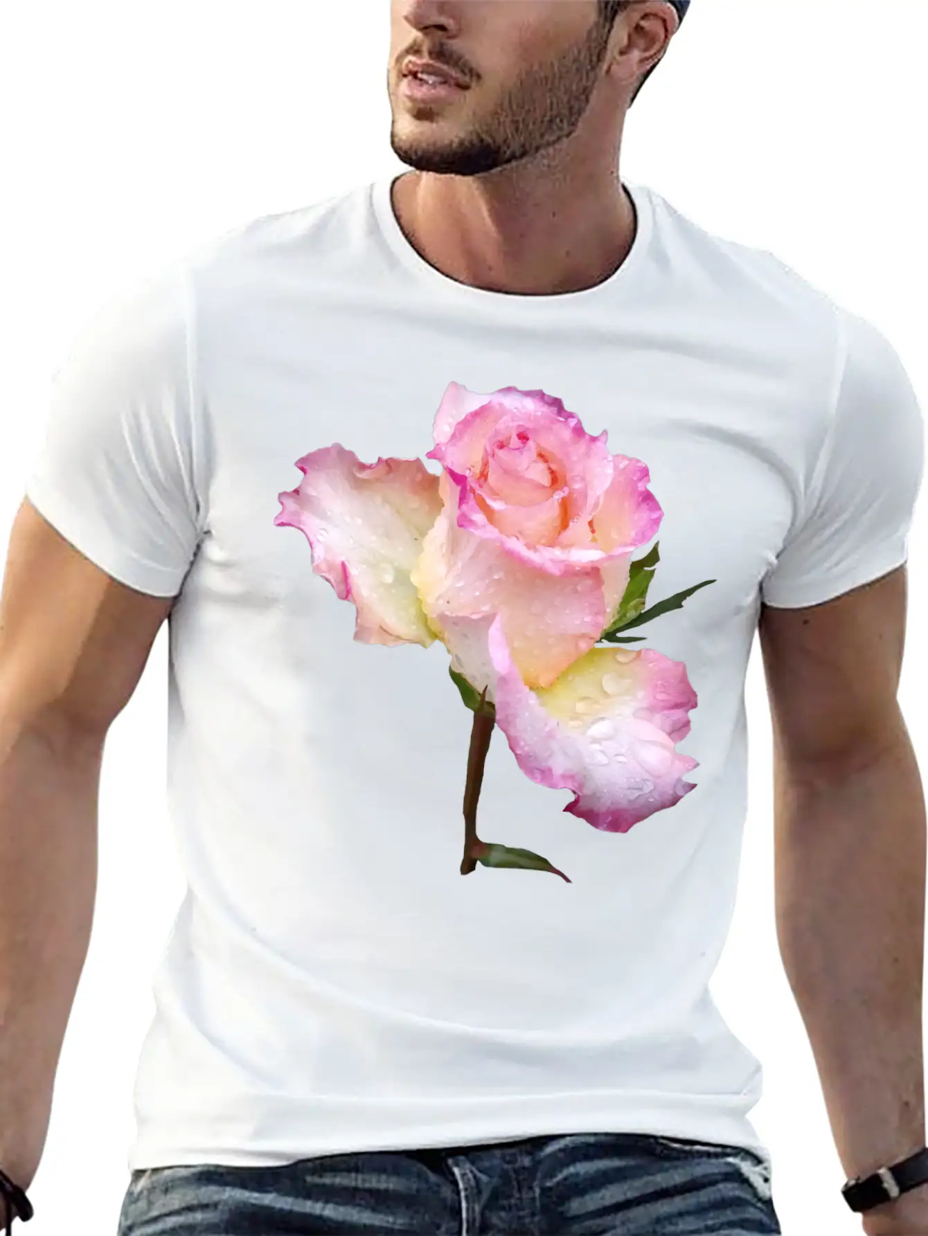 Pink Rose With First Raindrops Of The Day, Roses Unisex Casual T-Shirt – Clean Design For Daily Comfort