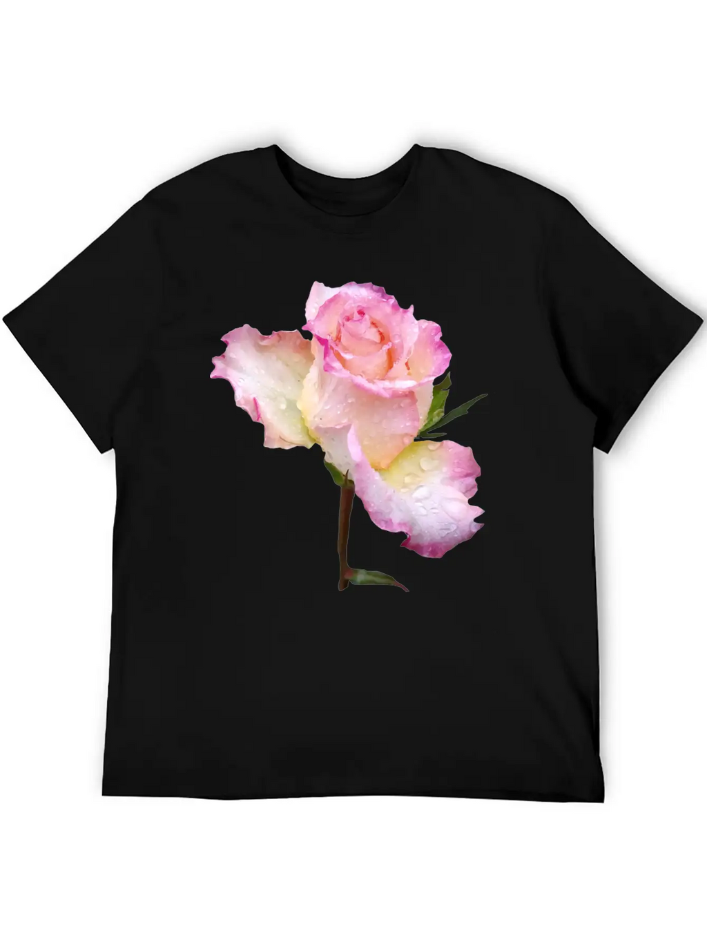 Pink Rose With First Raindrops Of The Day, Roses Unisex Casual T-Shirt – Clean Design For Daily Comfort