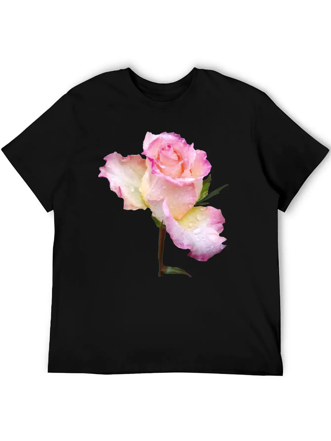 Pink Rose With First Raindrops Of The Day, Roses Unisex Casual T-Shirt – Clean Design For Daily Comfort