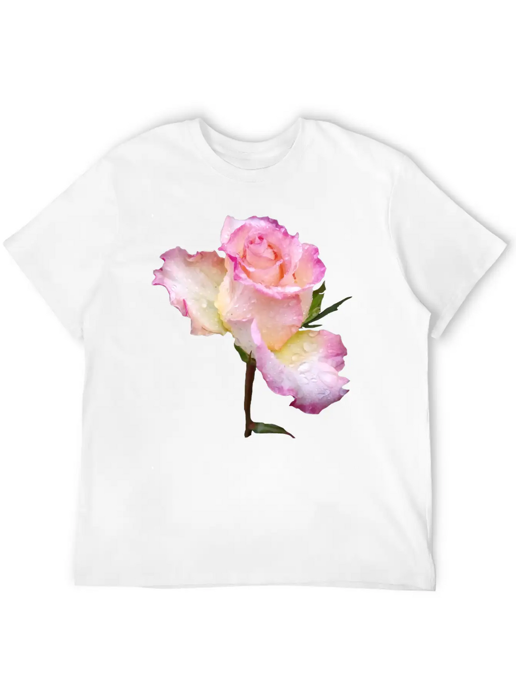 Pink Rose With First Raindrops Of The Day, Roses Unisex Casual T-Shirt – Clean Design For Daily Comfort