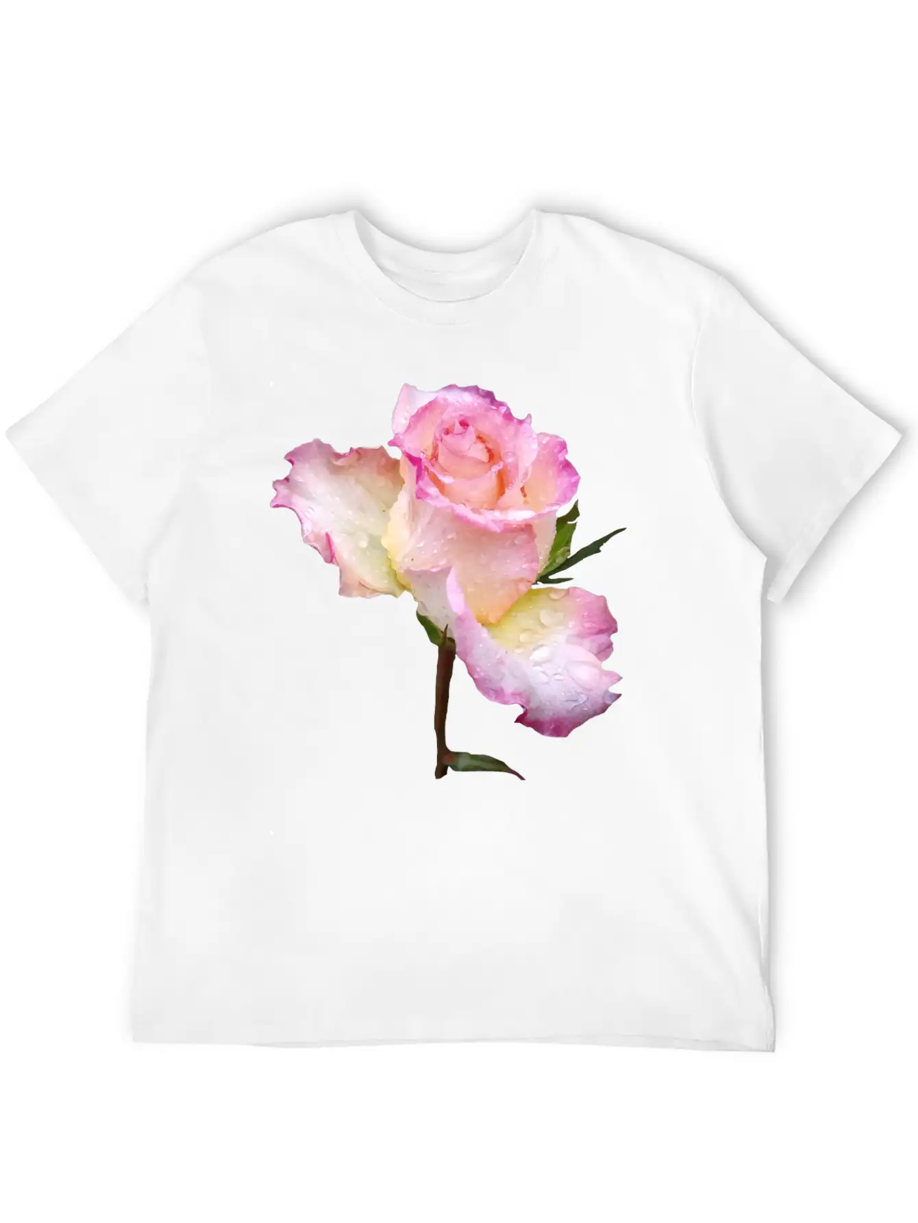 Pink Rose With First Raindrops Of The Day, Roses Unisex Casual T-Shirt – Clean Design For Daily Comfort