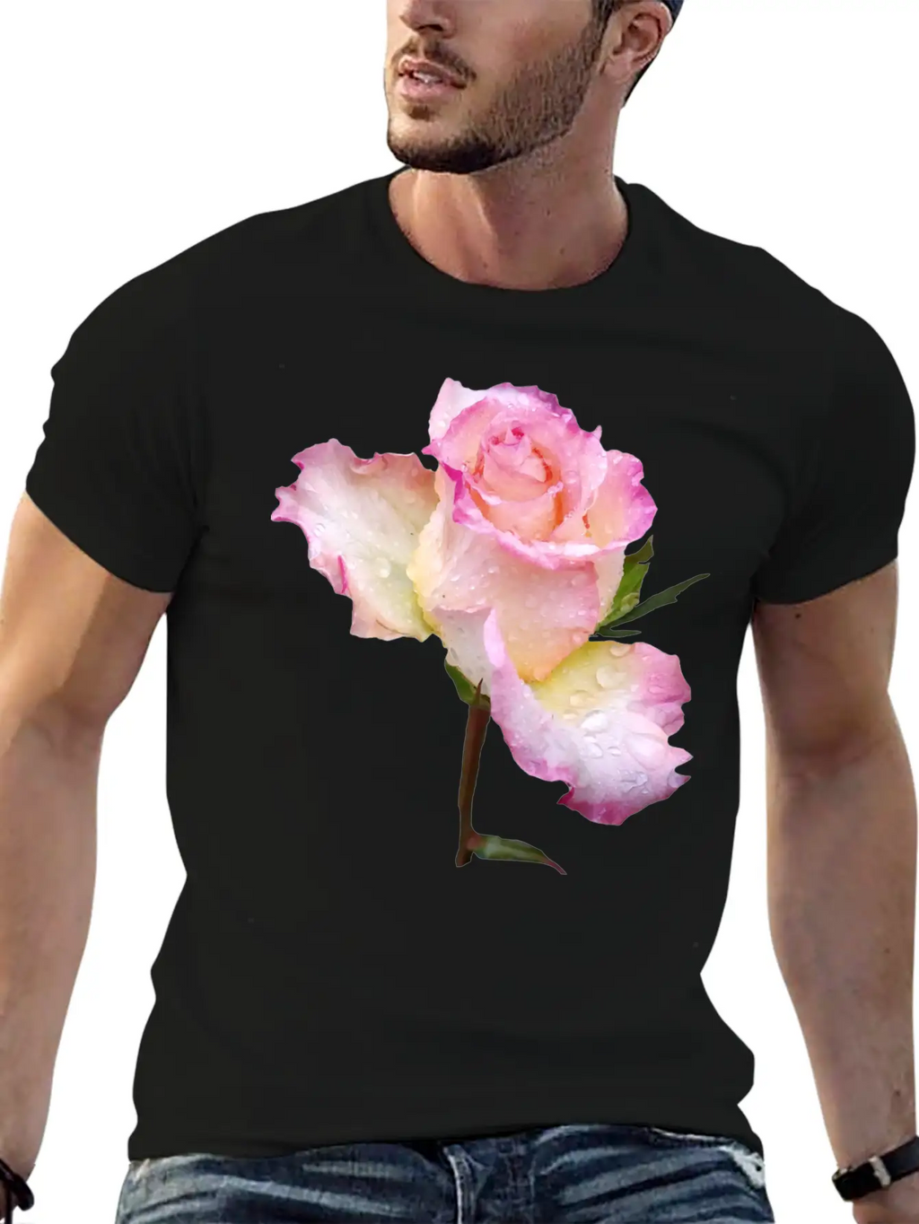 Pink Rose With First Raindrops Of The Day, Roses Unisex Casual T-Shirt – Clean Design For Daily Comfort