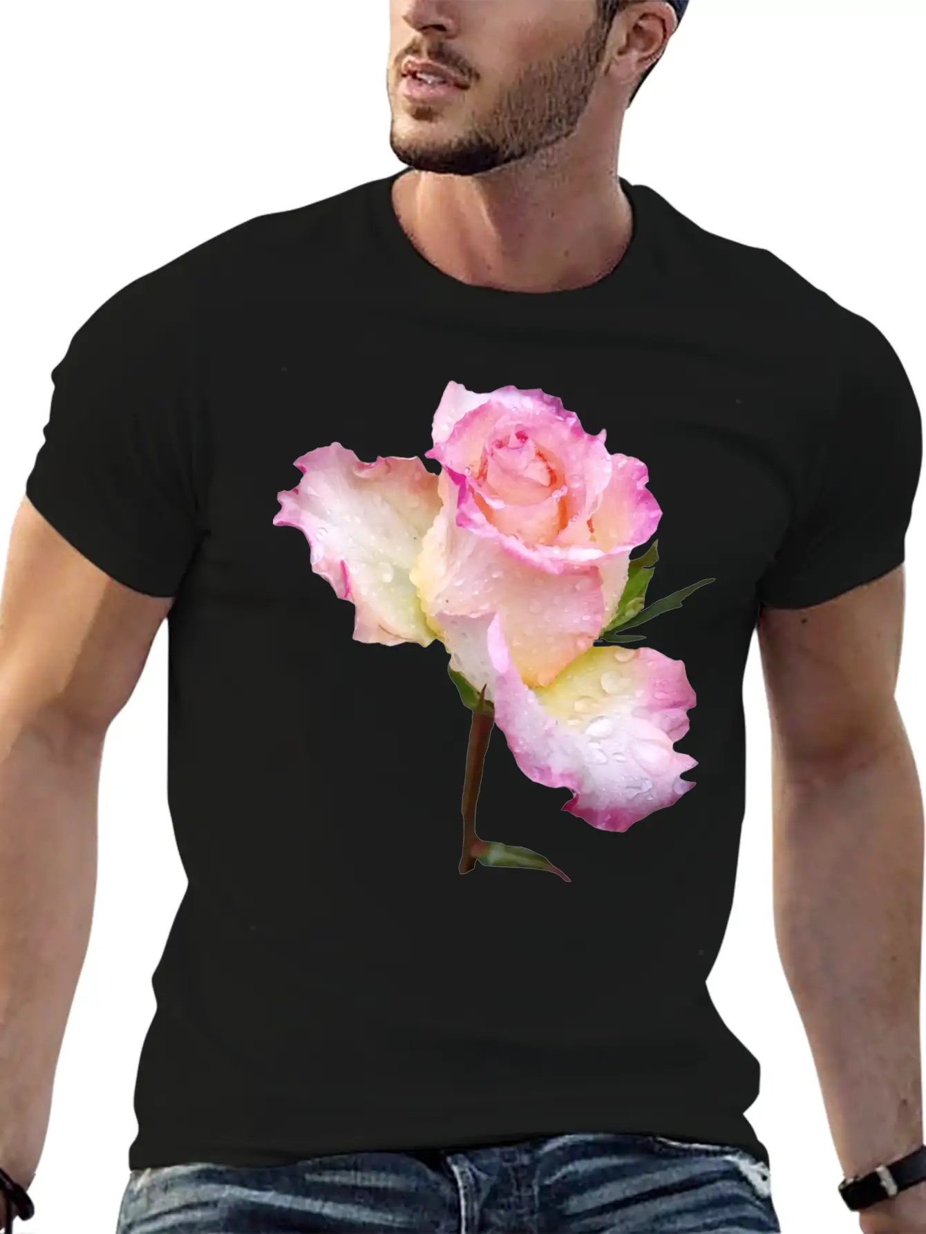 Pink Rose With First Raindrops Of The Day, Roses Unisex Casual T-Shirt – Clean Design For Daily Comfort
