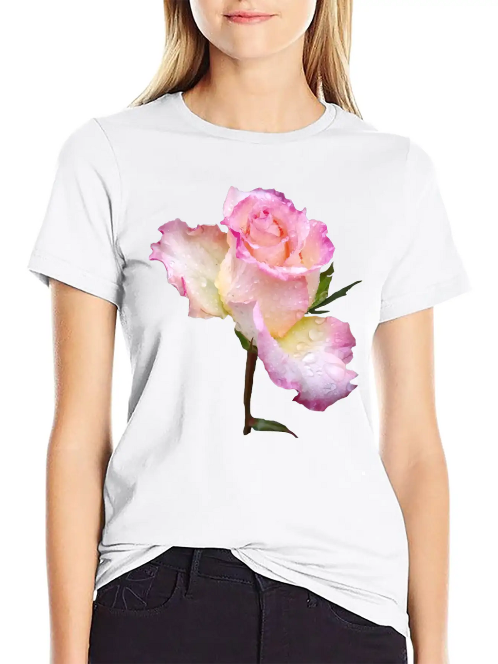 Pink Rose With First Raindrops Of The Day, Roses Unisex Casual T-Shirt – Clean Design For Daily Comfort