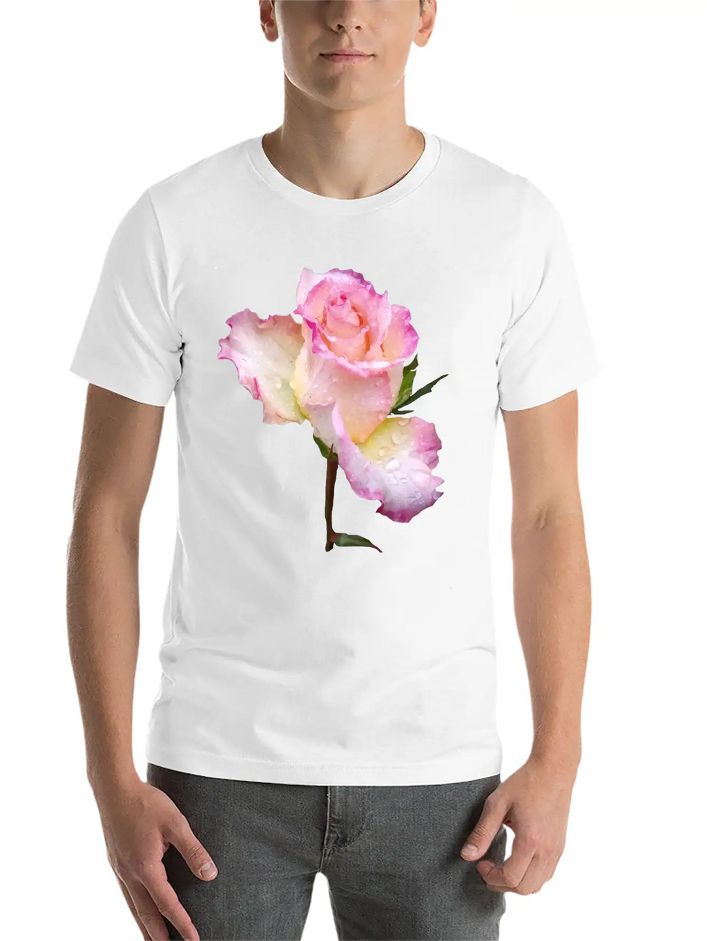 Pink Rose With First Raindrops Of The Day, Roses Unisex Casual T-Shirt – Clean Design For Daily Comfort