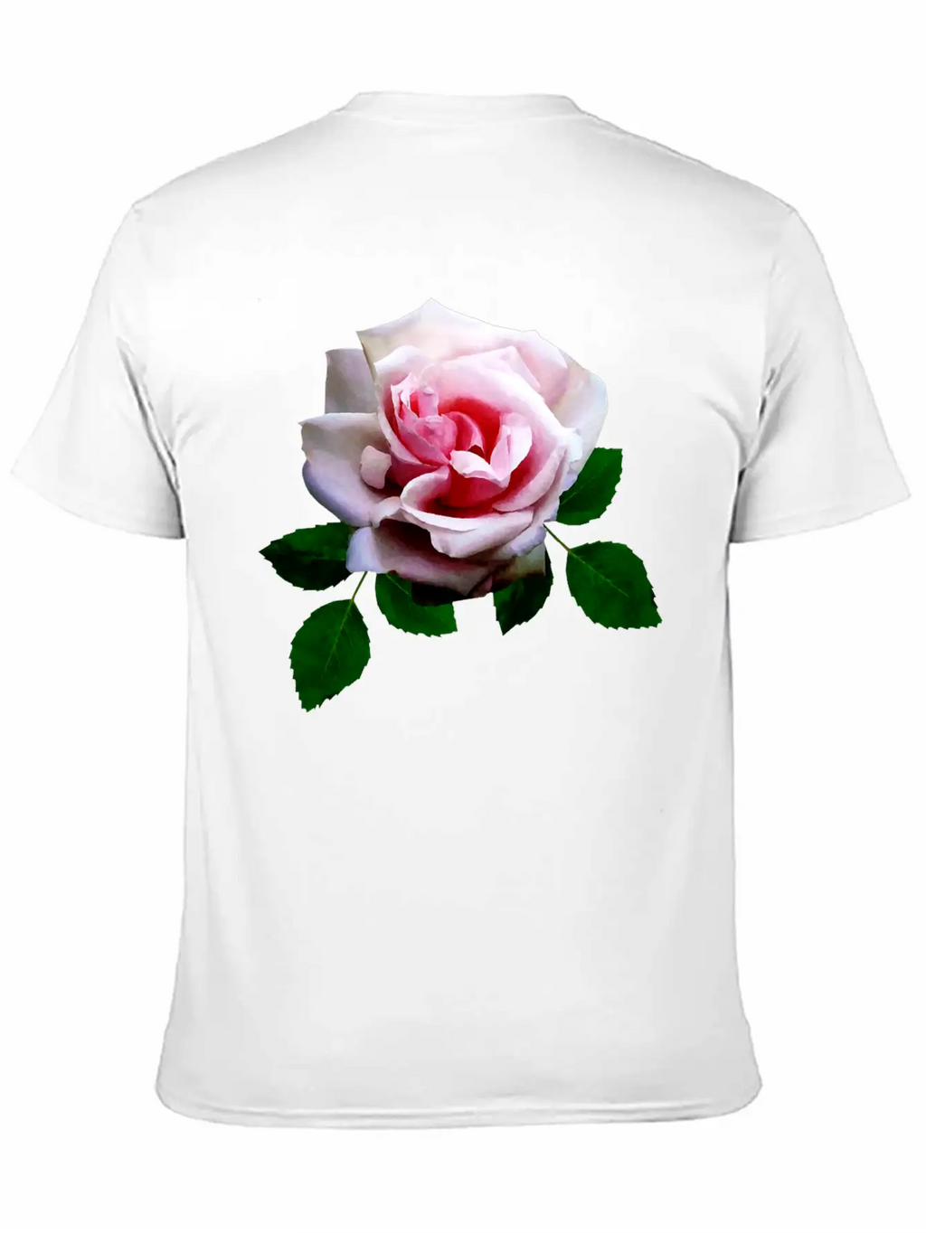 Pink Rose With Leaves Unisex Casual T-Shirt – Clean Design For Daily Comfort