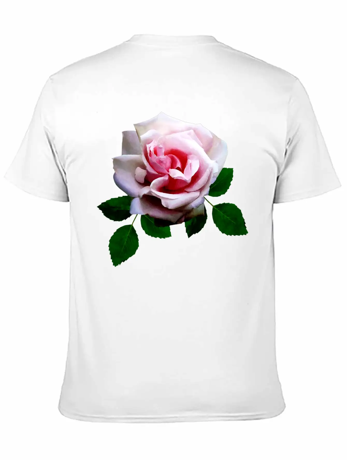 Pink Rose With Leaves Unisex Casual T-Shirt – Clean Design For Daily Comfort