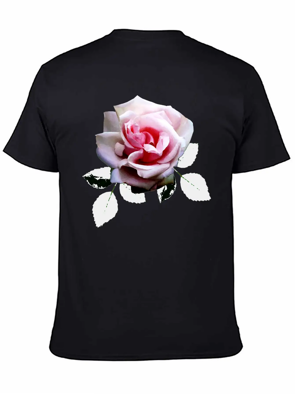 Pink Rose With Leaves Unisex Casual T-Shirt – Clean Design For Daily Comfort