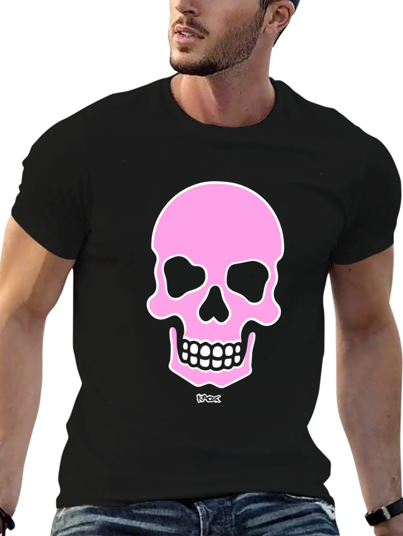 Pink Smiling Skull Unisex Casual T-Shirt – Clean Design For Daily Comfort