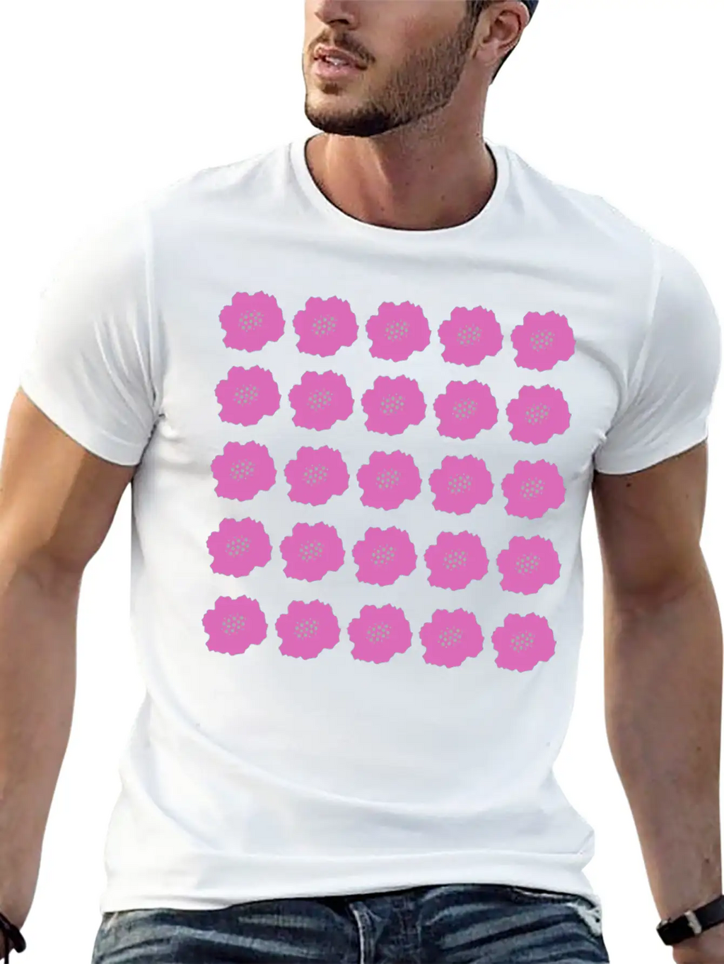Pink Summer Floral Pattern Unisex Casual T-Shirt – Clean Design For Daily Comfort