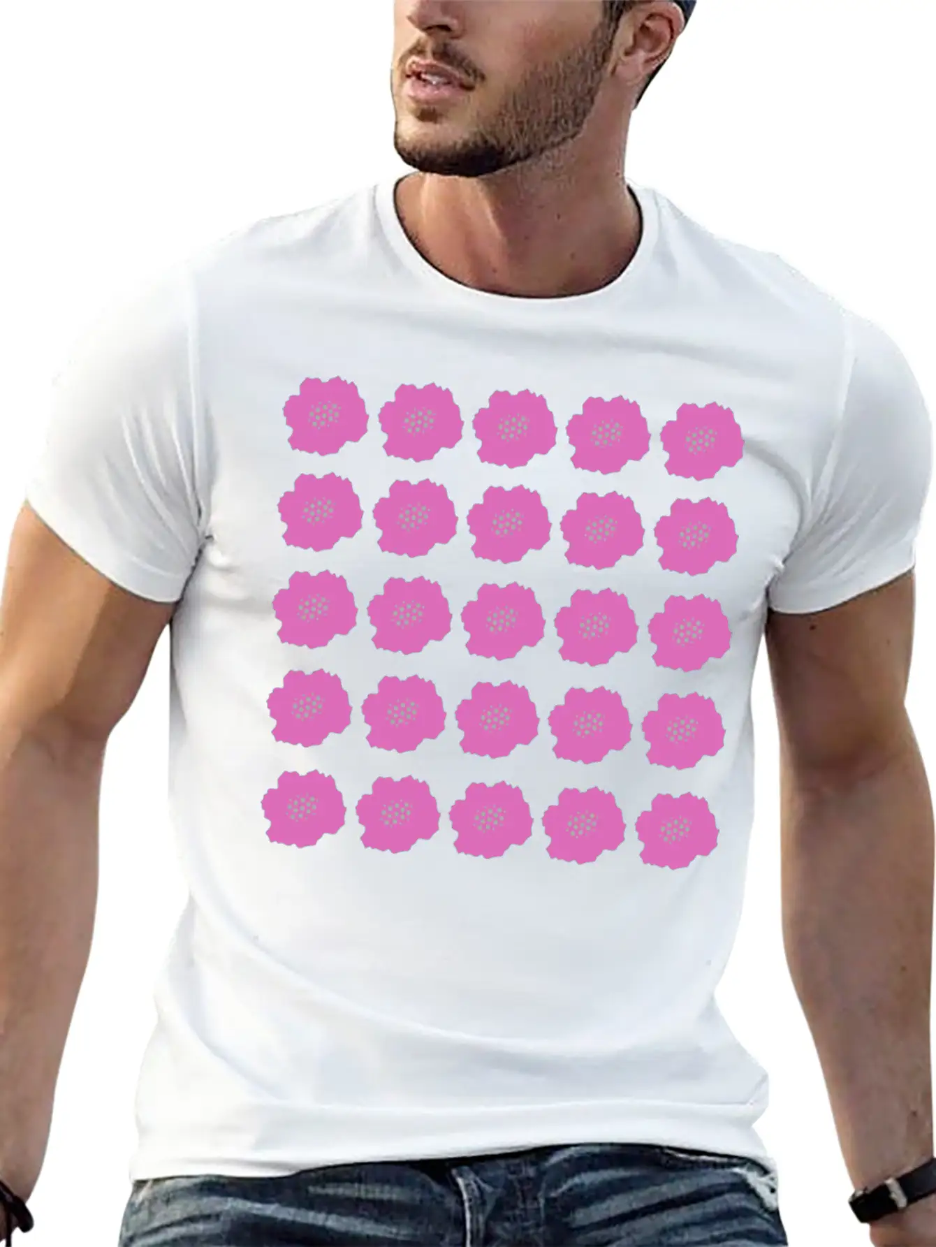 Pink Summer Floral Pattern Unisex Casual T-Shirt – Clean Design For Daily Comfort