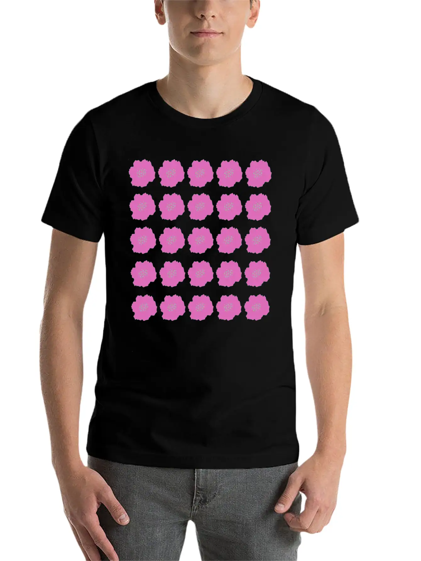 Pink Summer Floral Pattern Unisex Casual T-Shirt – Clean Design For Daily Comfort