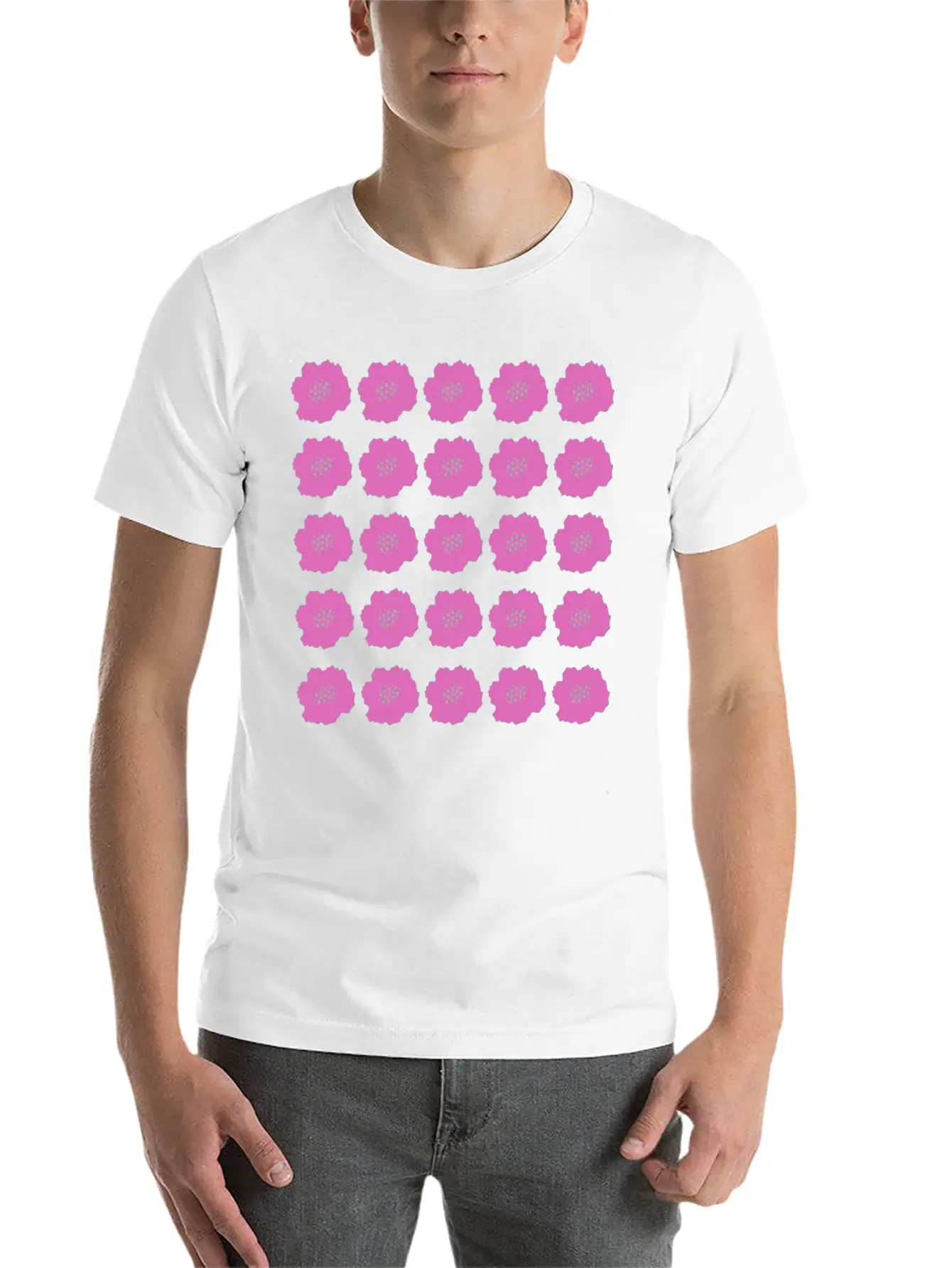 Pink Summer Floral Pattern Unisex Casual T-Shirt – Clean Design For Daily Comfort