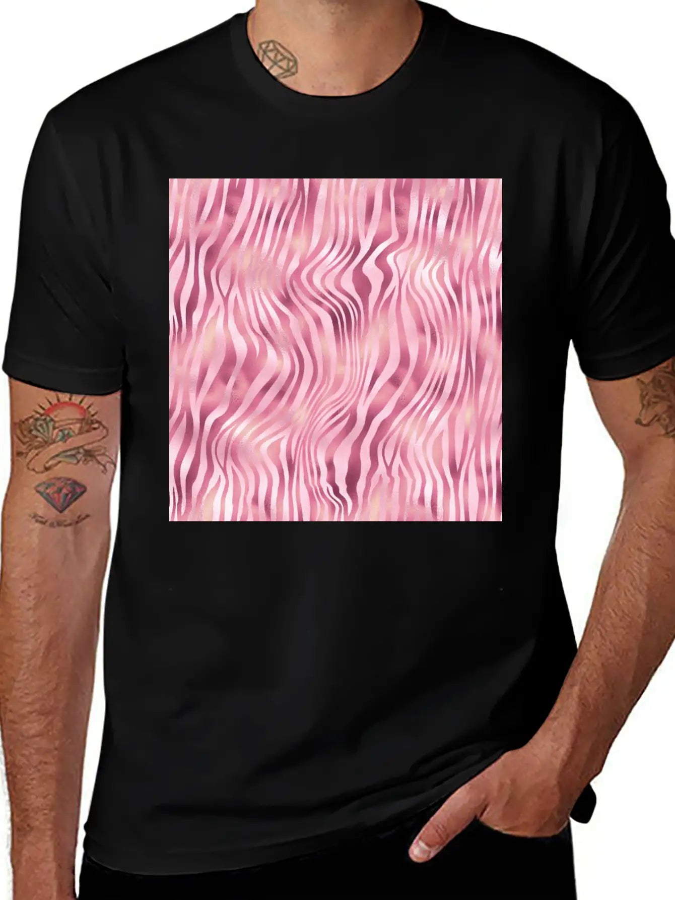Pink Tiger Stripes Pattern Unisex Casual T-Shirt – Clean Design For Daily Comfort