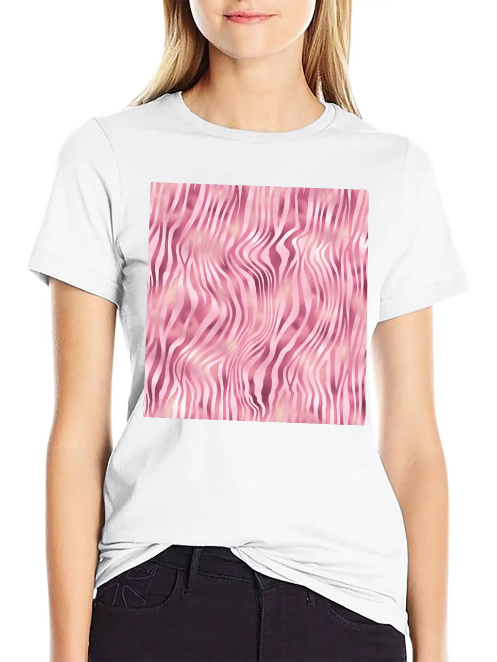 Pink Tiger Stripes Pattern Unisex Casual T-Shirt – Clean Design For Daily Comfort