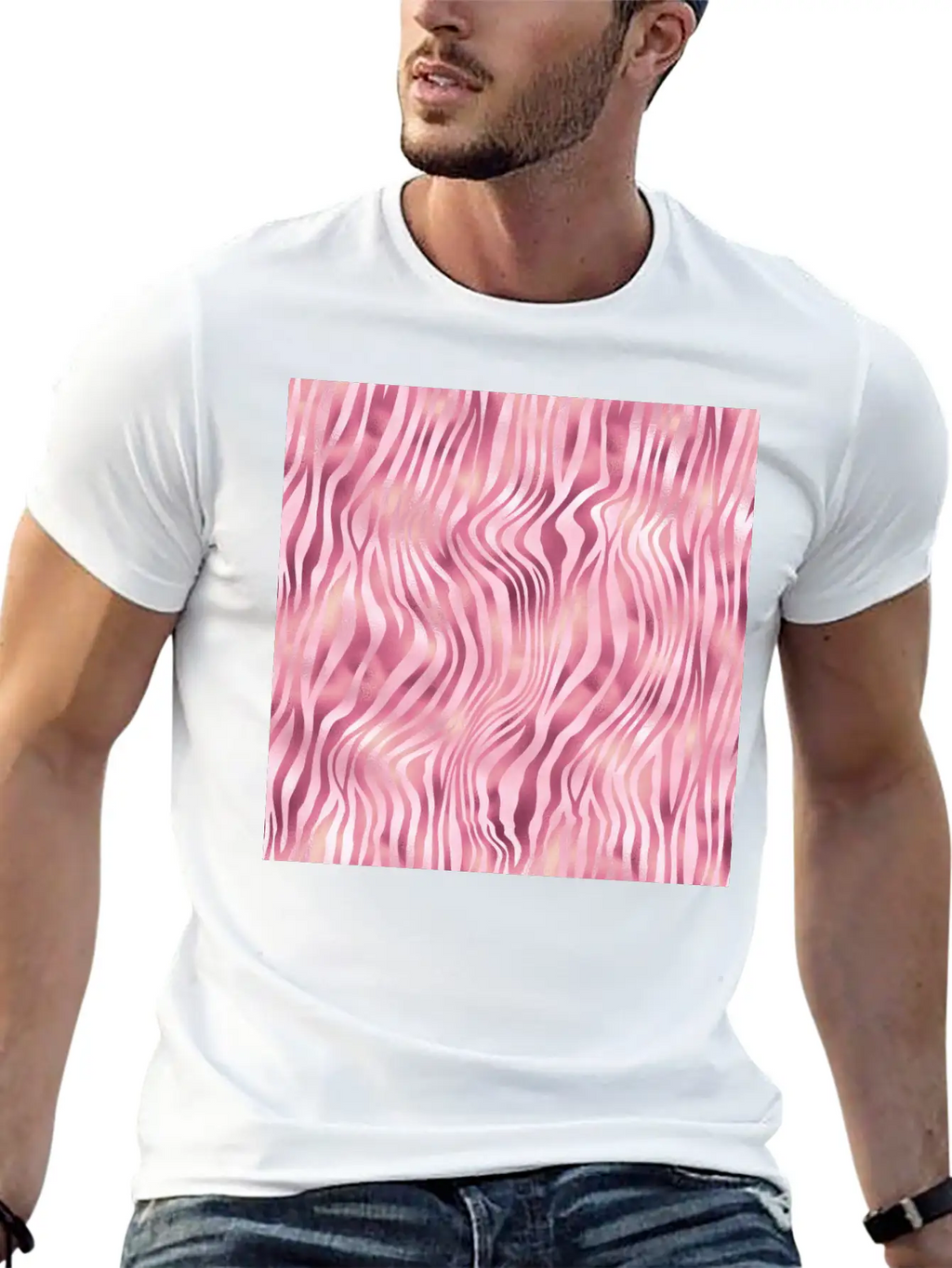 Pink Tiger Stripes Pattern Unisex Casual T-Shirt – Clean Design For Daily Comfort