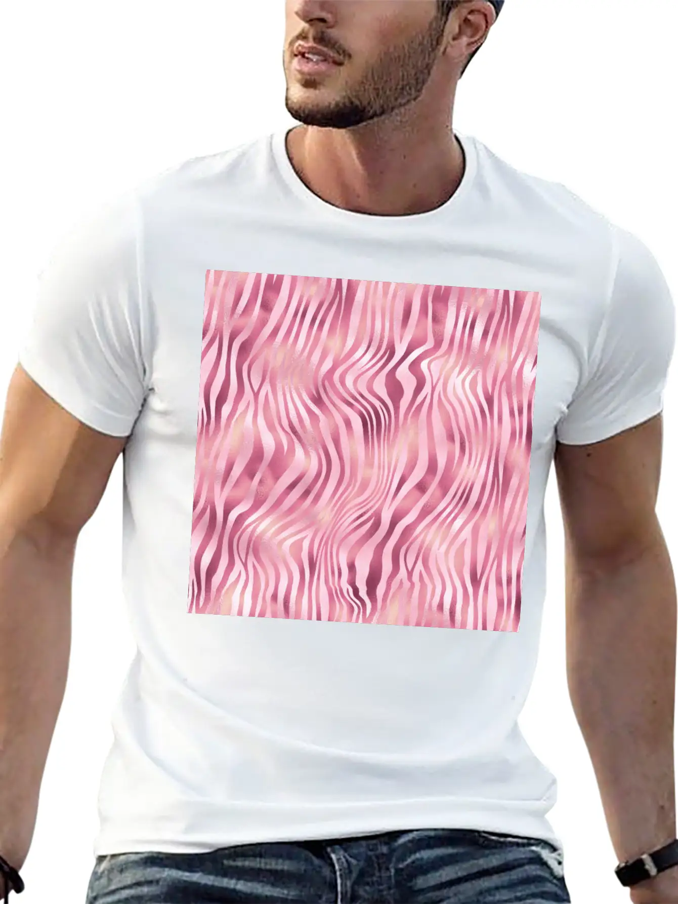 Pink Tiger Stripes Pattern Unisex Casual T-Shirt – Clean Design For Daily Comfort