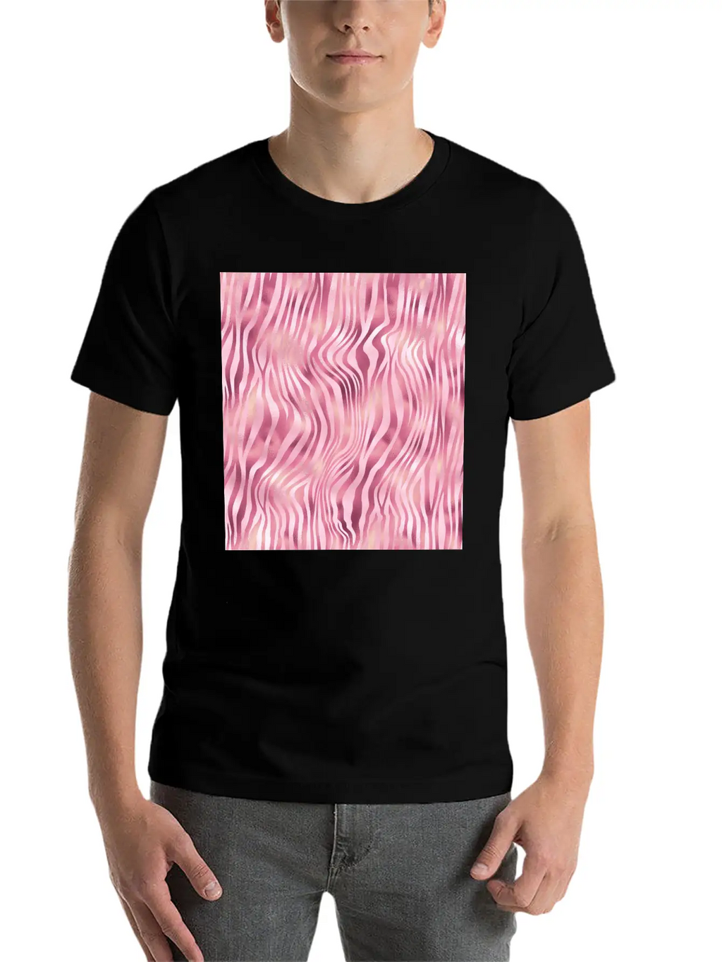 Pink Tiger Stripes Pattern Unisex Casual T-Shirt – Clean Design For Daily Comfort