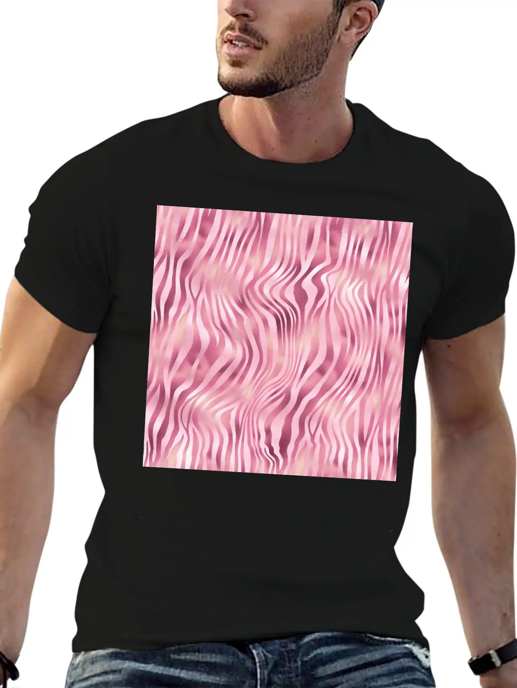 Pink Tiger Stripes Pattern Unisex Casual T-Shirt – Clean Design For Daily Comfort