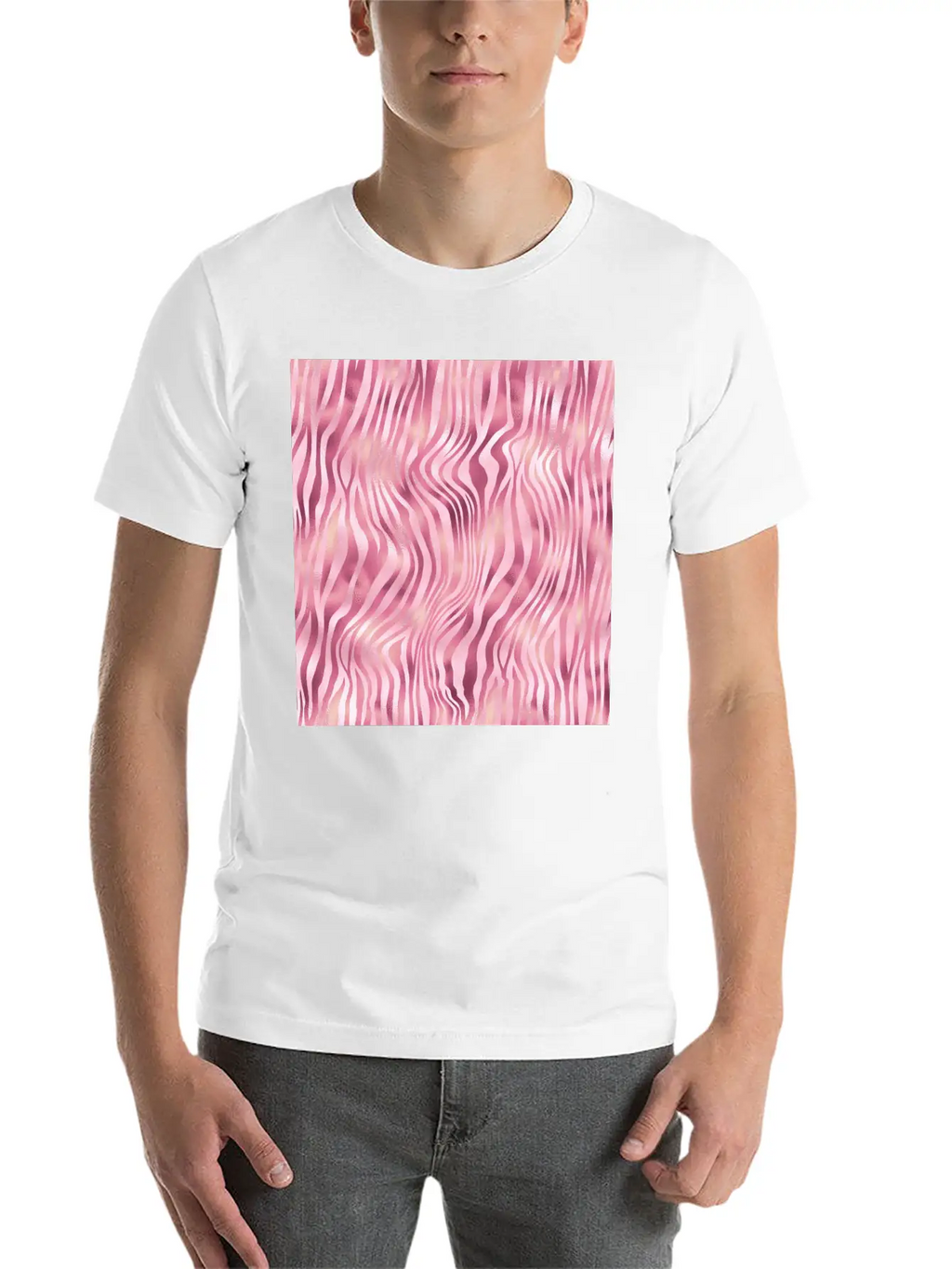 Pink Tiger Stripes Pattern Unisex Casual T-Shirt – Clean Design For Daily Comfort