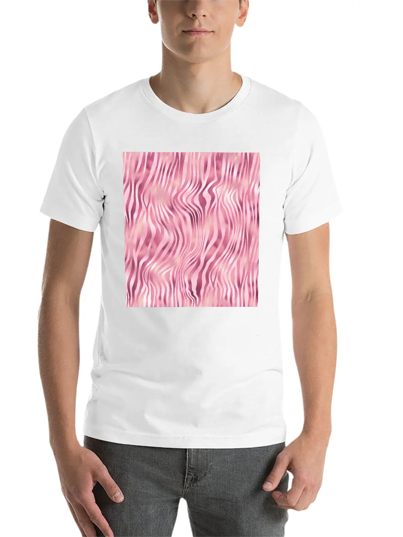 Pink Tiger Stripes Pattern Unisex Casual T-Shirt – Clean Design For Daily Comfort