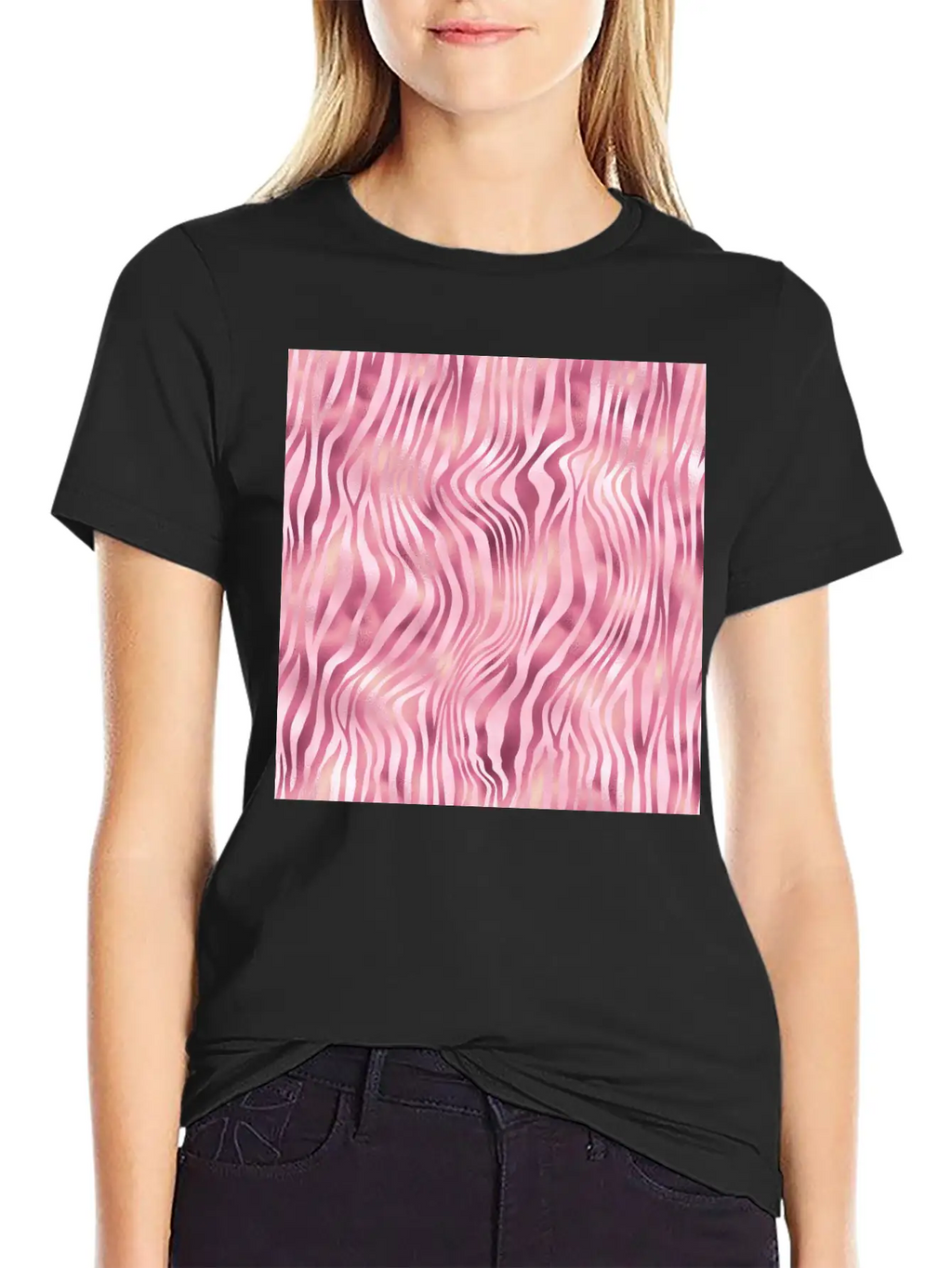 Pink Tiger Stripes Pattern Unisex Casual T-Shirt – Clean Design For Daily Comfort