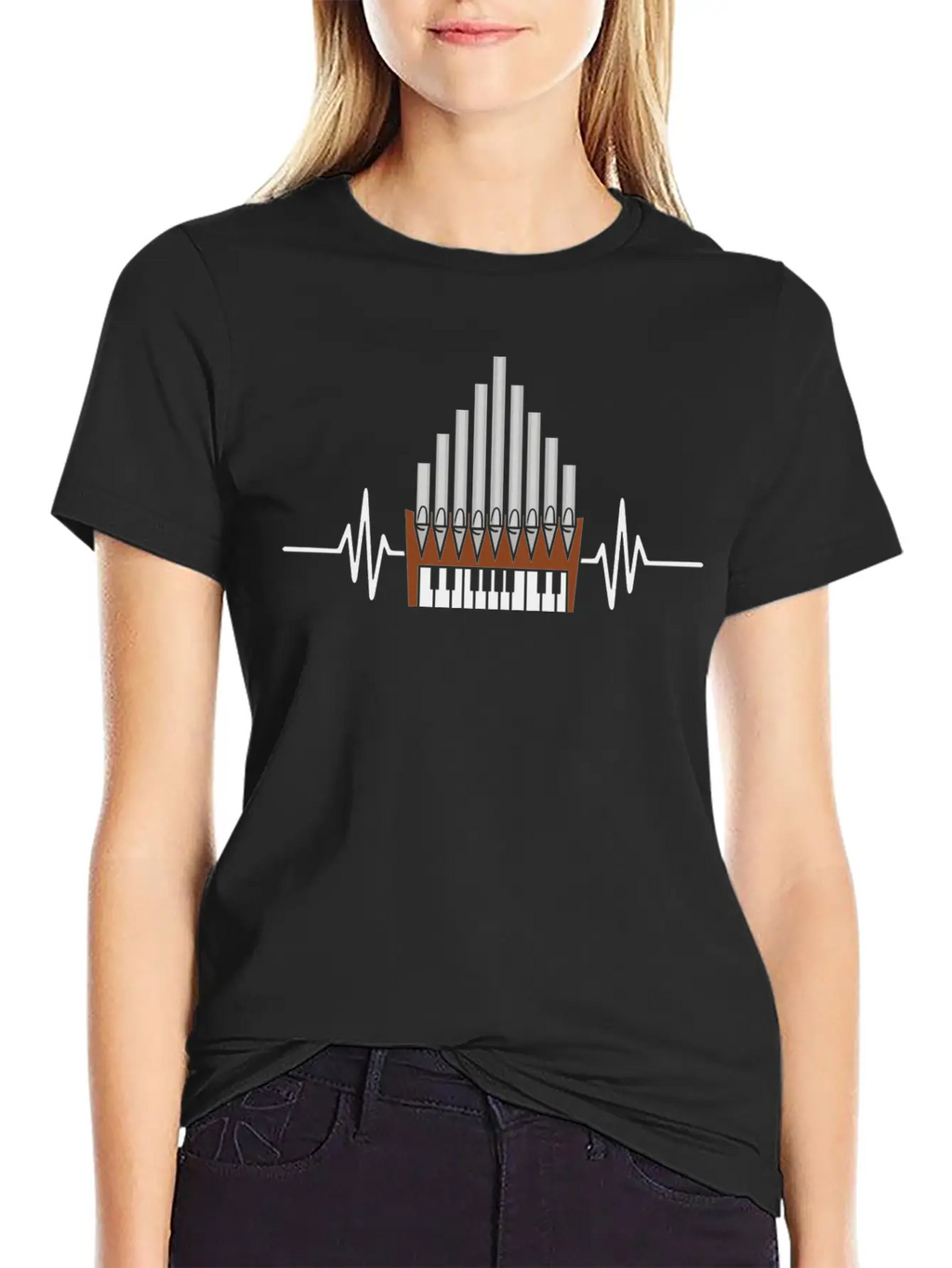Pipe Organ Instrument Pipes Church Organ Heartbeat Unisex Casual T-Shirt – Clean Design For Daily Comfort