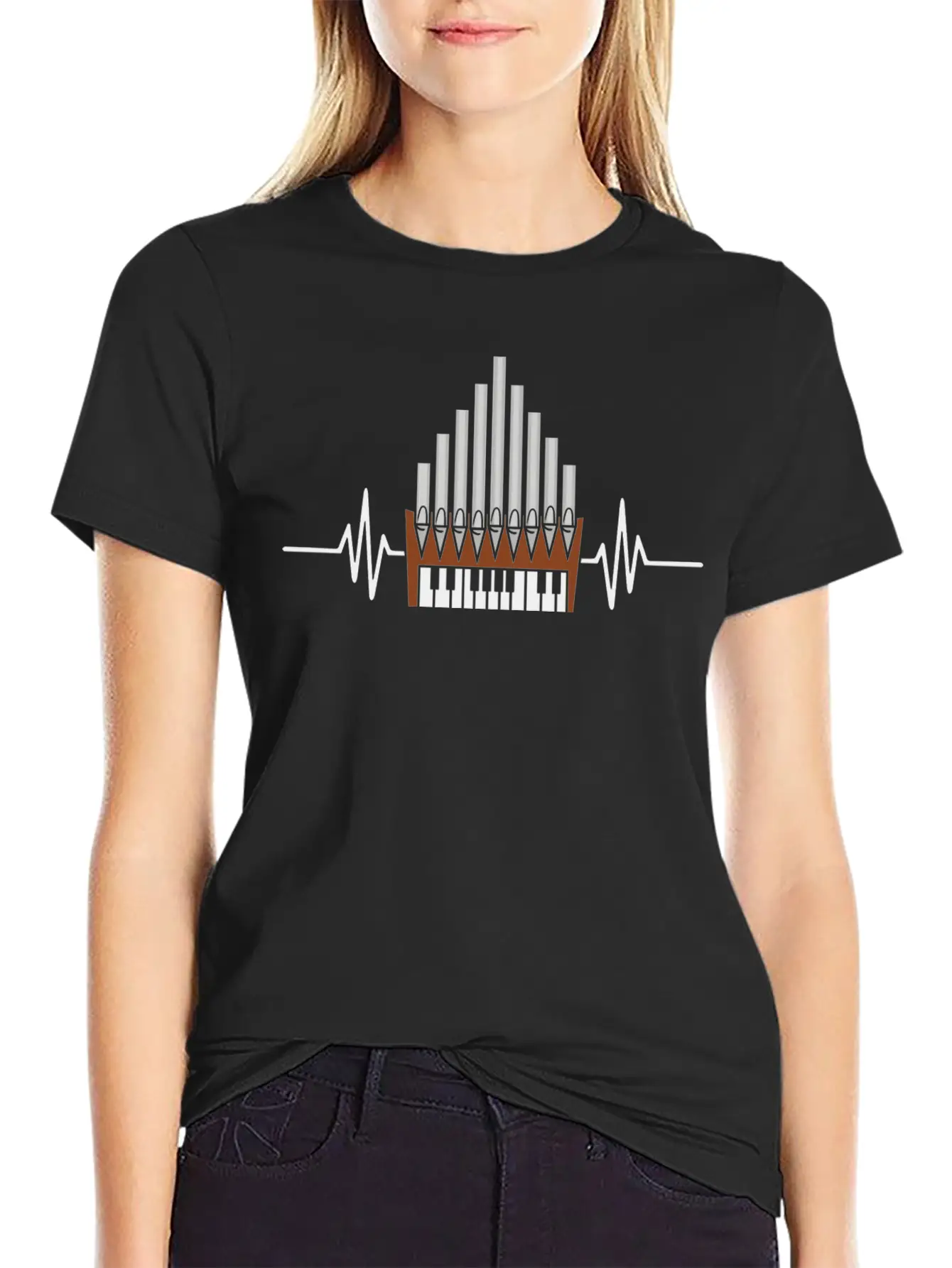 Pipe Organ Instrument Pipes Church Organ Heartbeat Unisex Casual T-Shirt – Clean Design For Daily Comfort