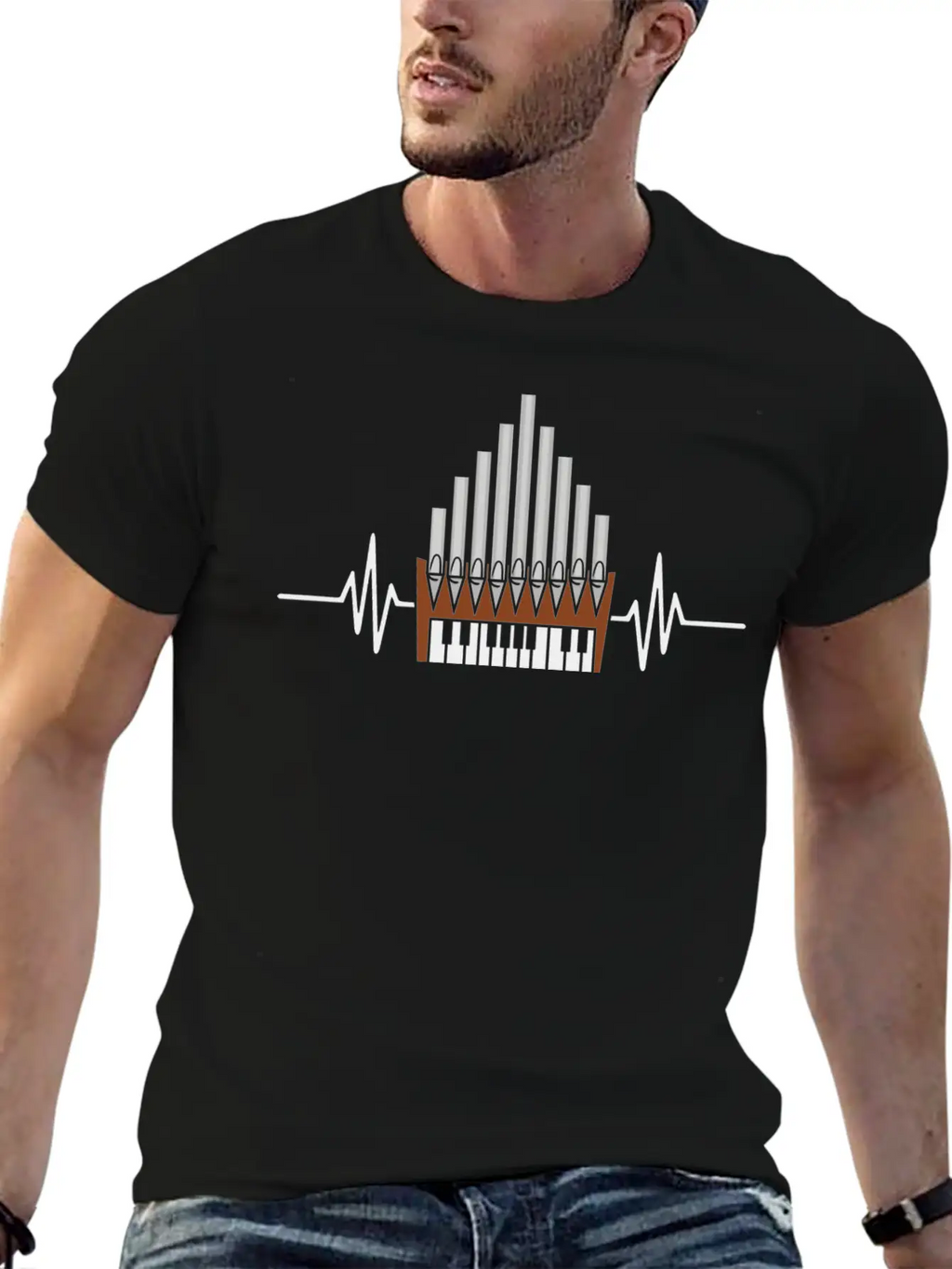 Pipe Organ Instrument Pipes Church Organ Heartbeat Unisex Casual T-Shirt – Clean Design For Daily Comfort
