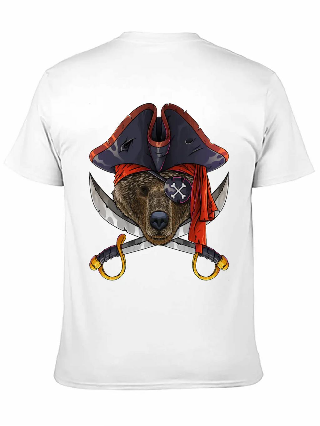 Pirate Bear Jolly Roger Halloween Costume Crossbon Unisex Short Sleeve Soft Cotton T-Shirt – Casual Everyday Wear