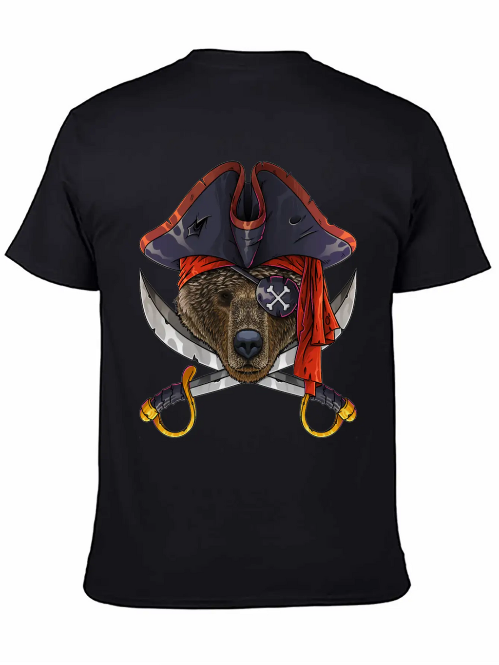 Pirate Bear Jolly Roger Halloween Costume Crossbon Unisex Short Sleeve Soft Cotton T-Shirt – Casual Everyday Wear