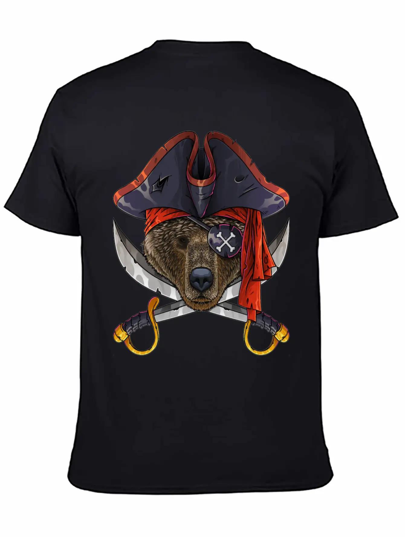 Pirate Bear Jolly Roger Halloween Costume Crossbon Unisex Short Sleeve Soft Cotton T-Shirt – Casual Everyday Wear