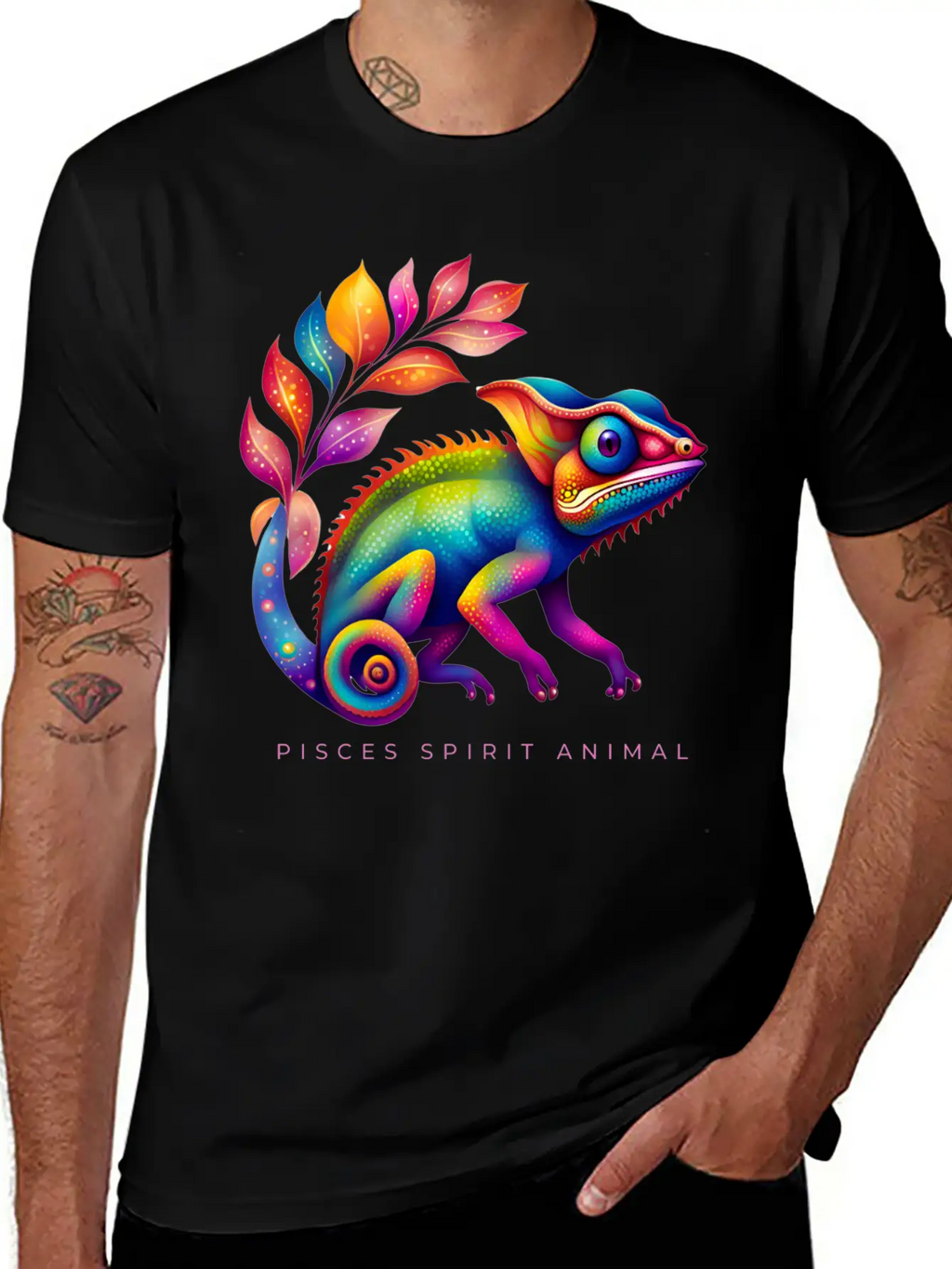Pisces Spirit Animal Chameleon Alebrije Female Unisex Short Sleeve Soft Cotton T-Shirt – Casual Everyday Wear