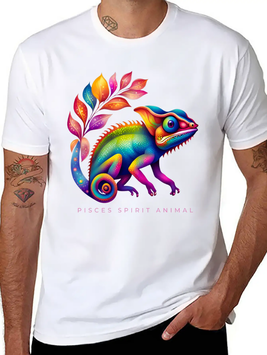 Pisces Spirit Animal Chameleon Alebrije Female Unisex Short Sleeve Soft Cotton T-Shirt – Casual Everyday Wear