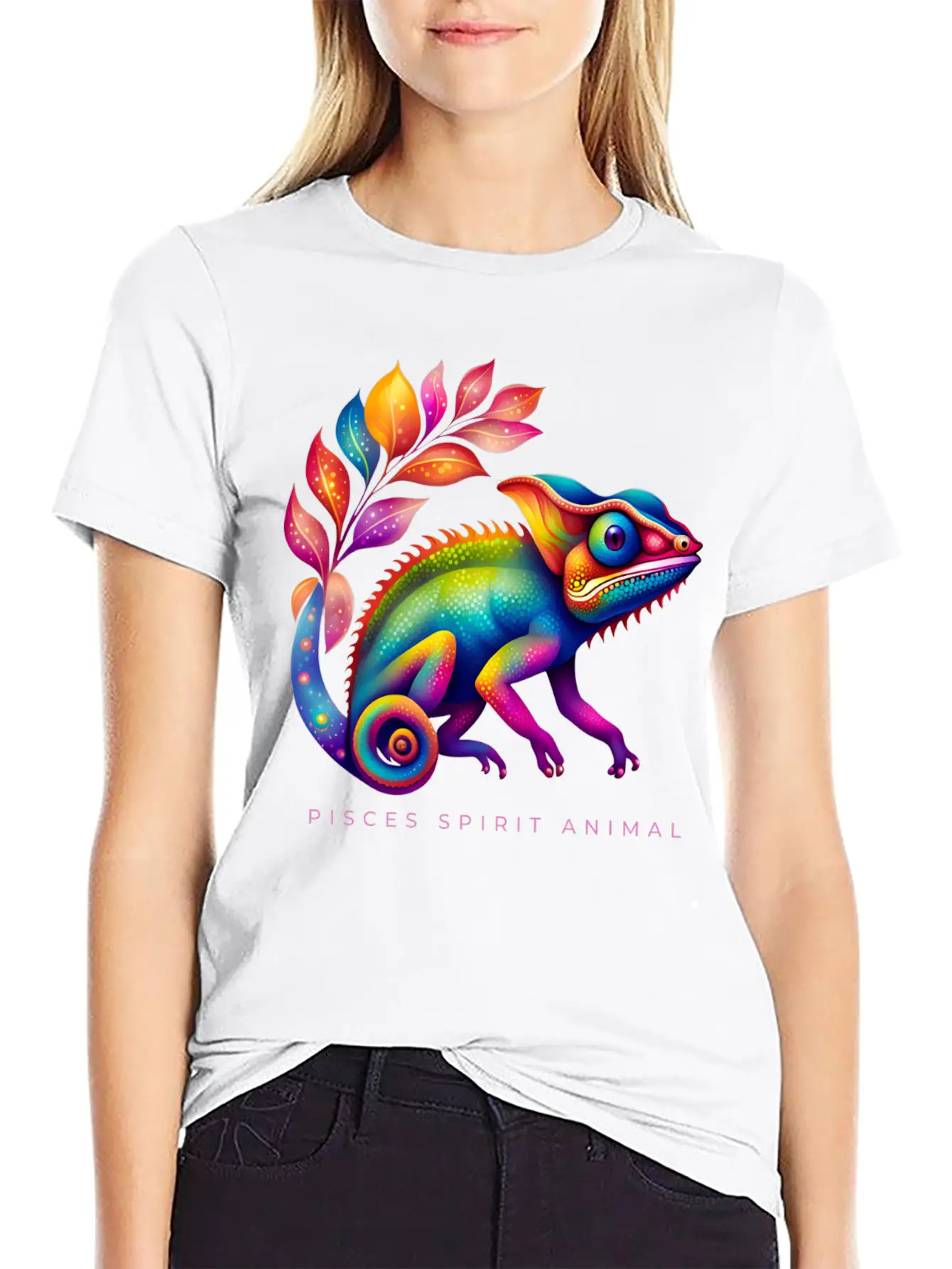 Pisces Spirit Animal Chameleon Alebrije Female Unisex Short Sleeve Soft Cotton T-Shirt – Casual Everyday Wear