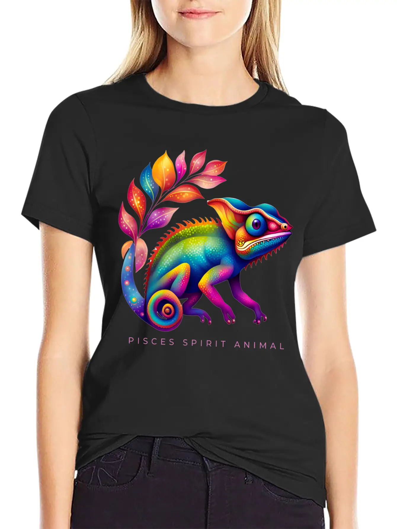 Pisces Spirit Animal Chameleon Alebrije Female Unisex Short Sleeve Soft Cotton T-Shirt – Casual Everyday Wear