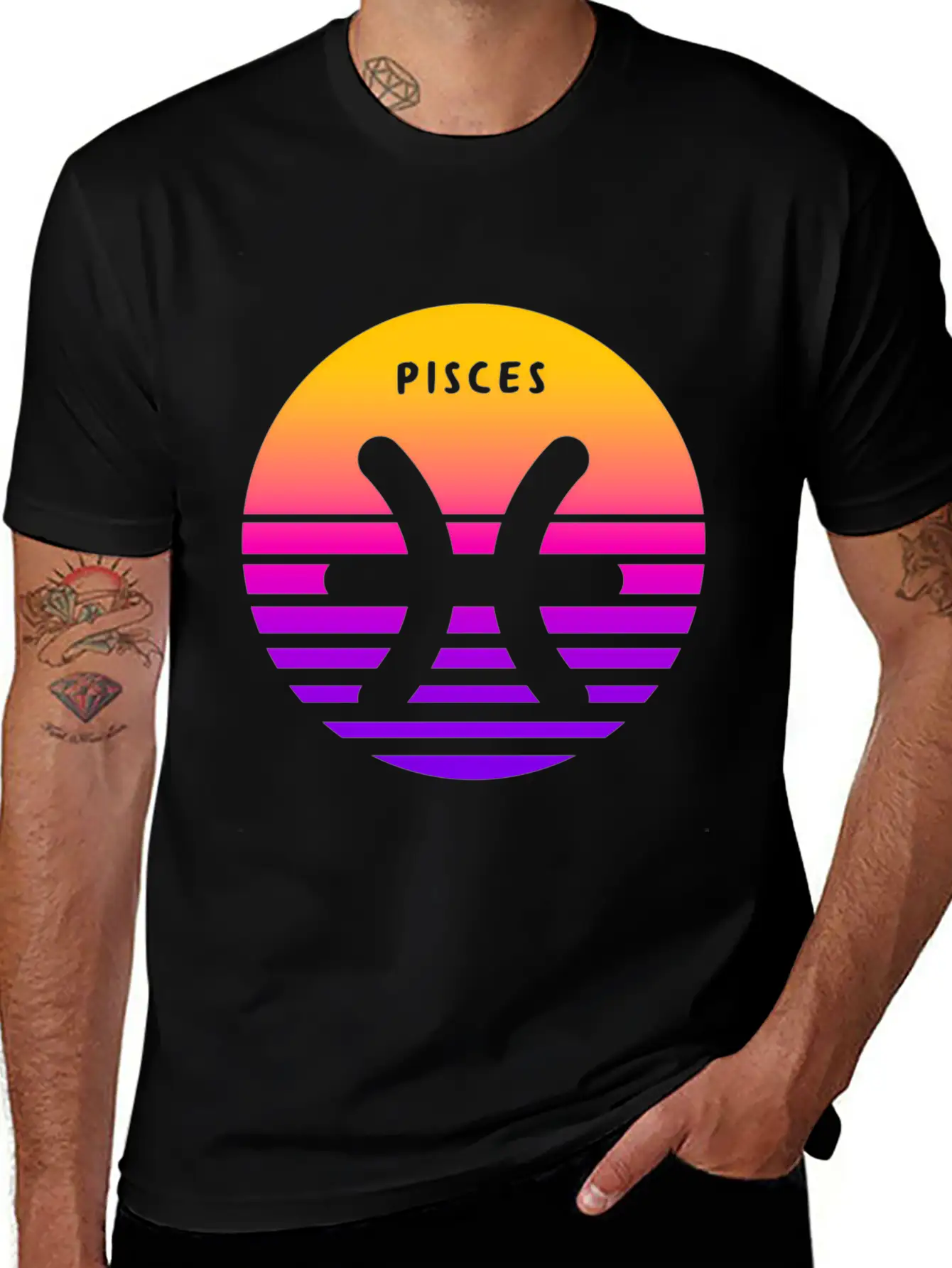 Pisces Zodiac Sign Sunset Pisces Unisex Short Sleeve Soft Cotton T-Shirt – Casual Everyday Wear
