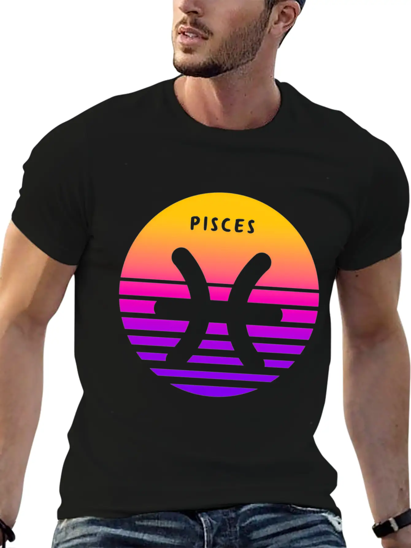 Pisces Zodiac Sign Sunset Pisces Unisex Short Sleeve Soft Cotton T-Shirt – Casual Everyday Wear