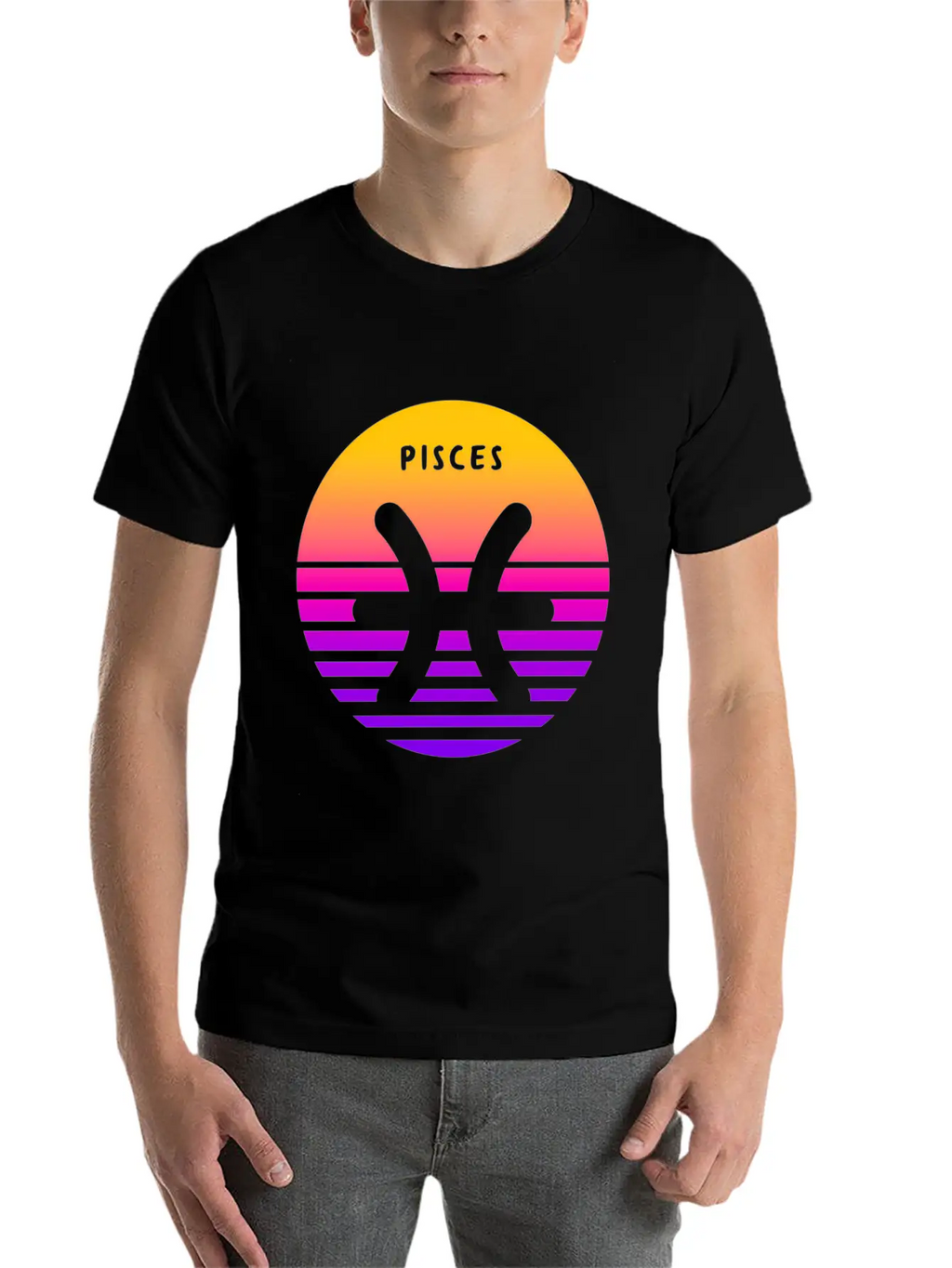 Pisces Zodiac Sign Sunset Pisces Unisex Short Sleeve Soft Cotton T-Shirt – Casual Everyday Wear