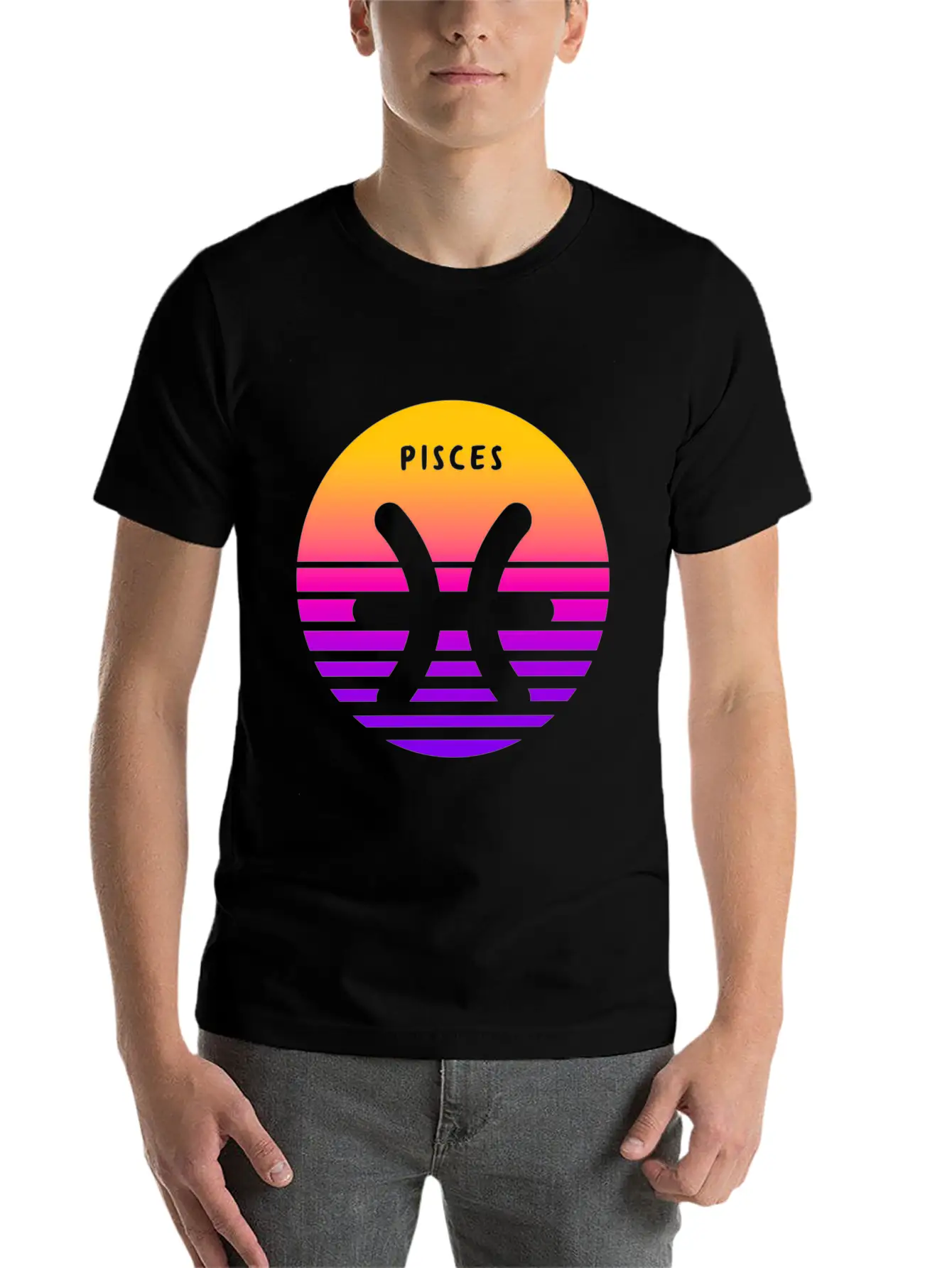 Pisces Zodiac Sign Sunset Pisces Unisex Short Sleeve Soft Cotton T-Shirt – Casual Everyday Wear